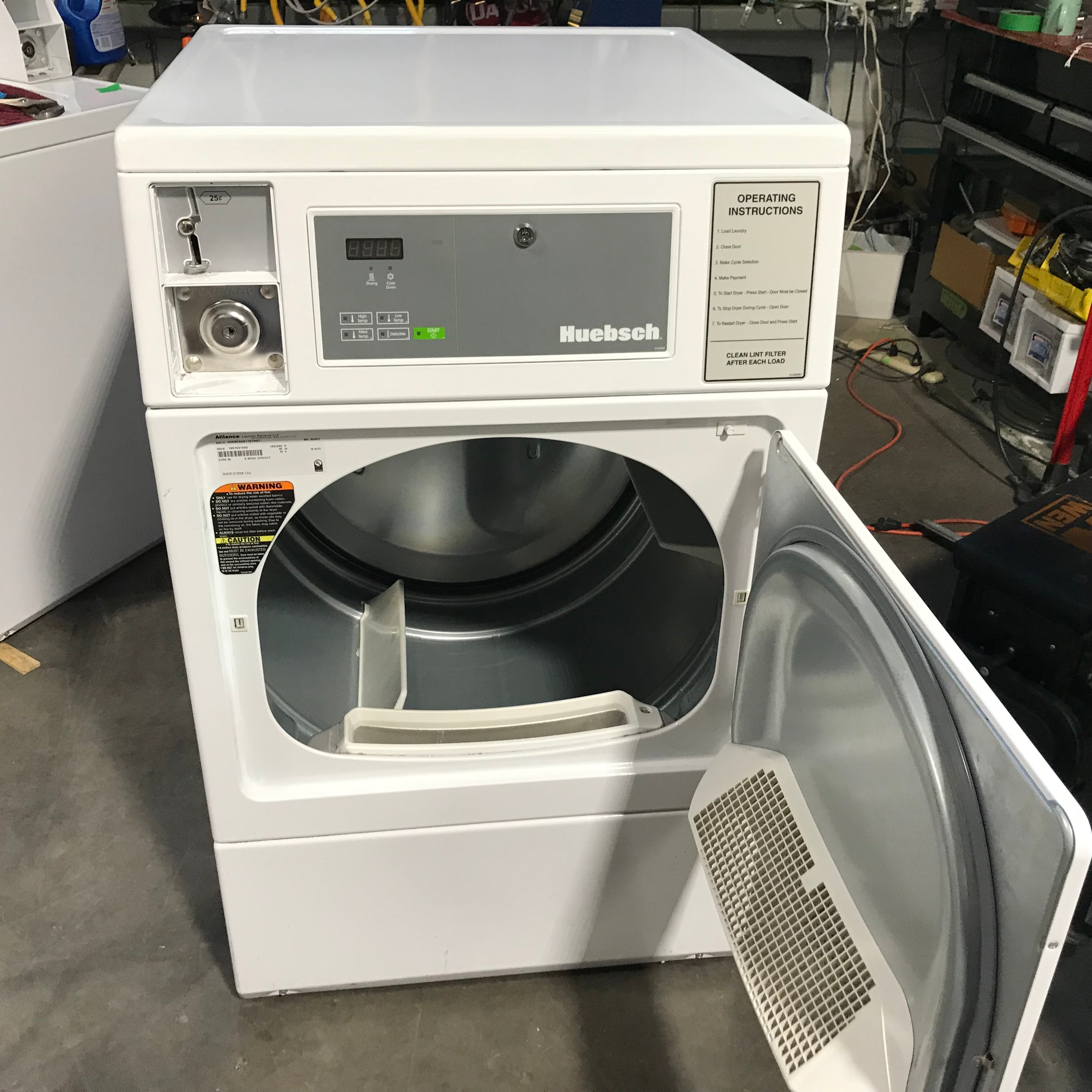 Huebsch White Front-Load Commercial Electric Dryer 27"x 28"x 44"