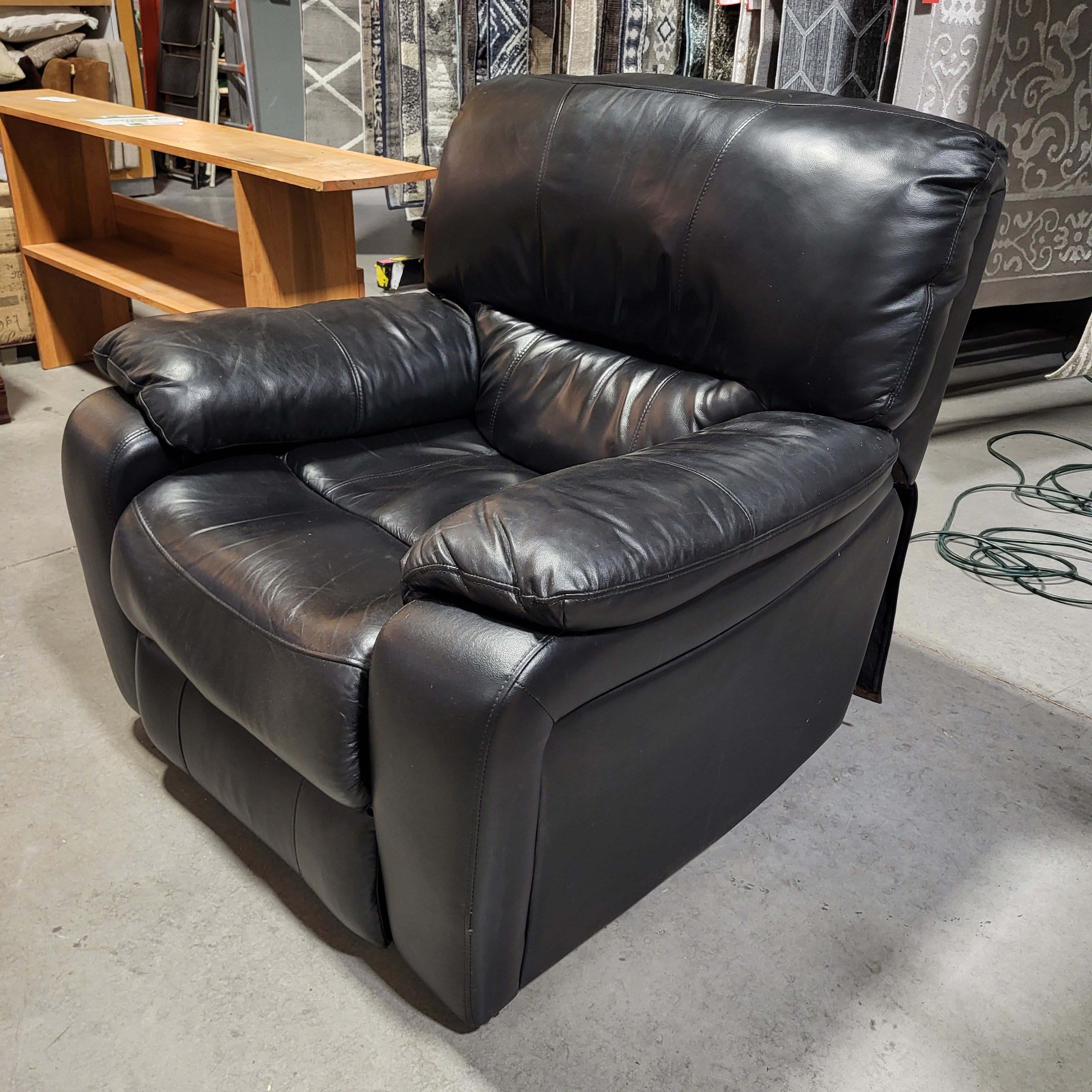Black Faux Leather Recliner Chair 39"x 38"x 36"