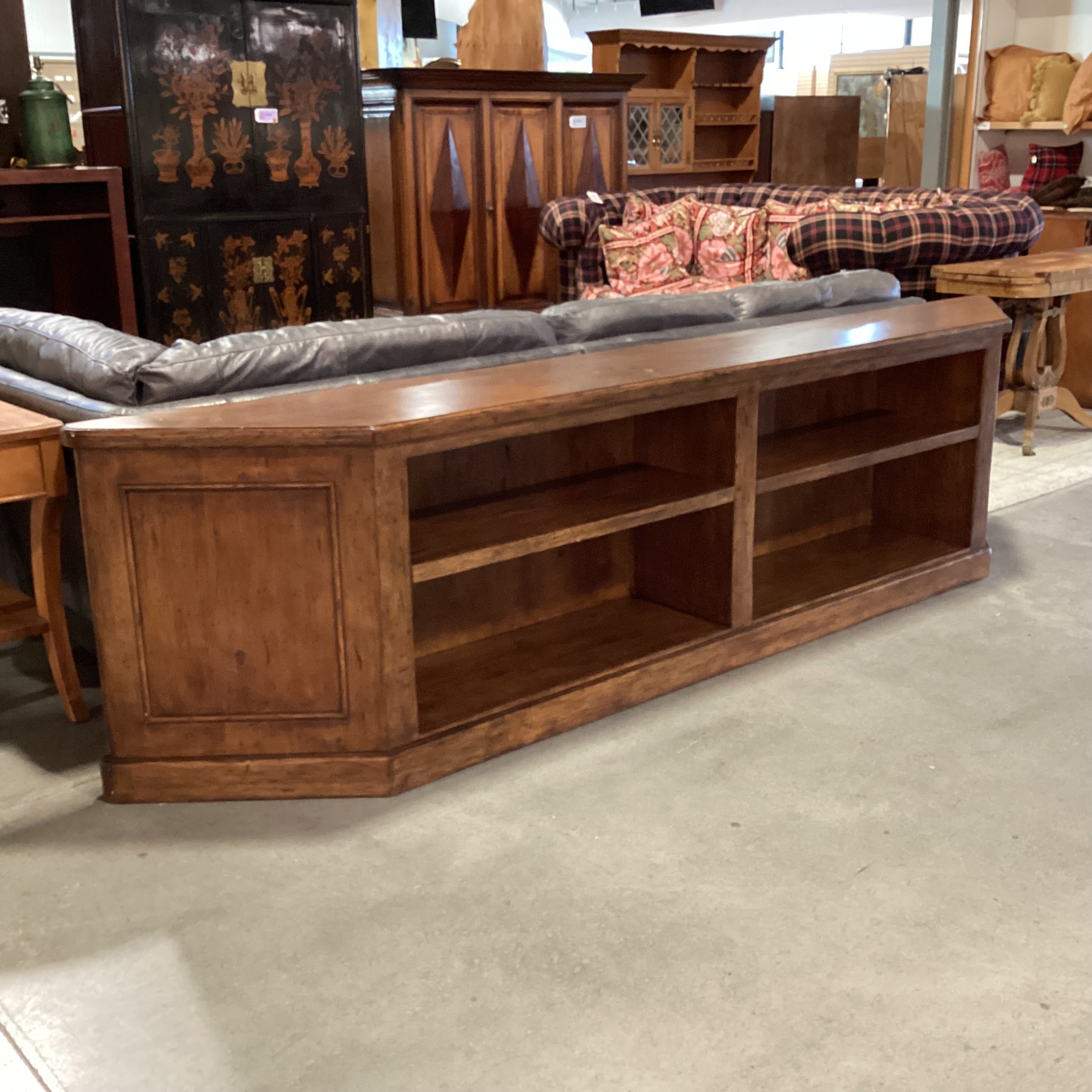 Distressed Finish Solid Wood with Shelves Console Sofa Table 119"x 16"x 30.5"