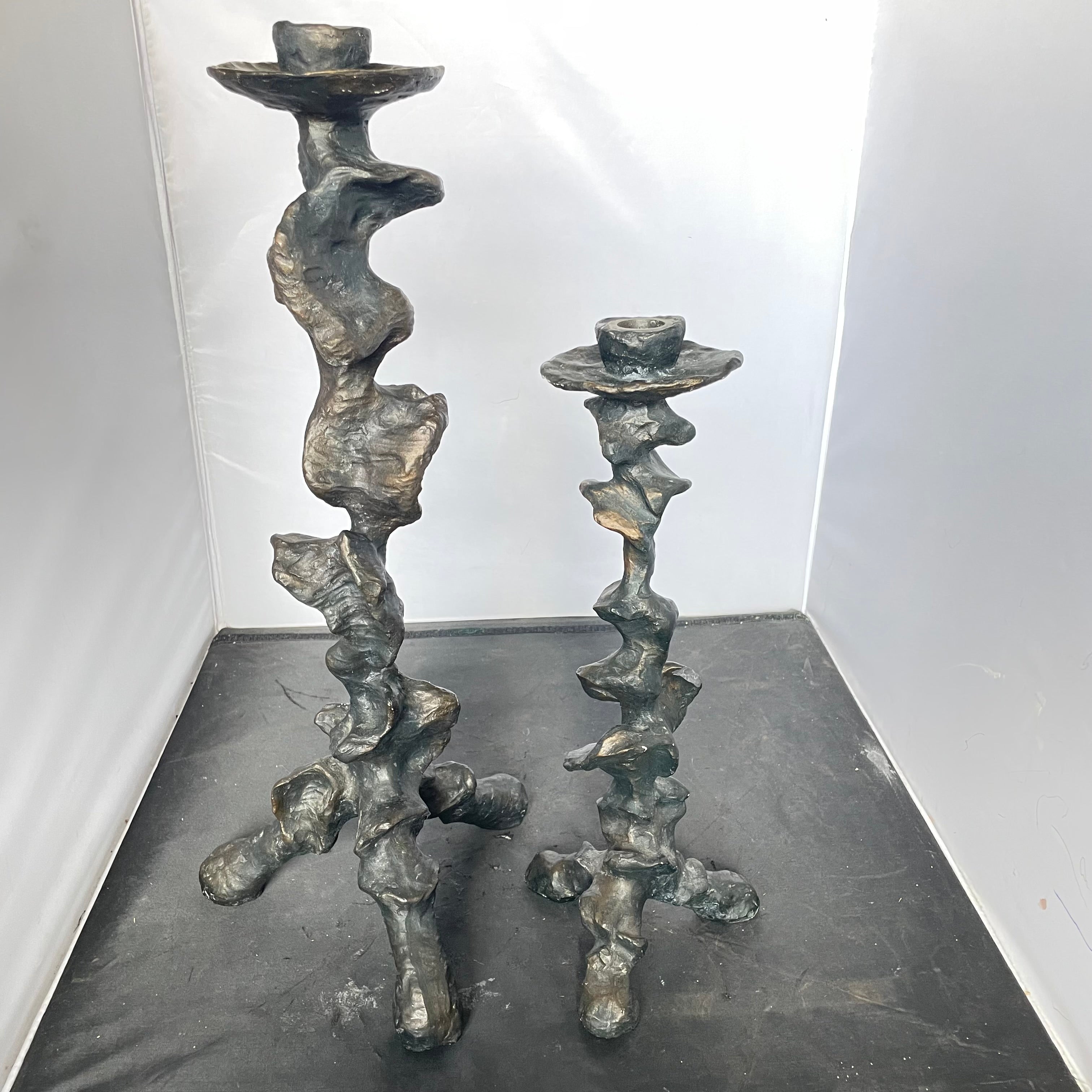 Oly Studio Klem Resin Bronze Finish Candlesticks, Pair