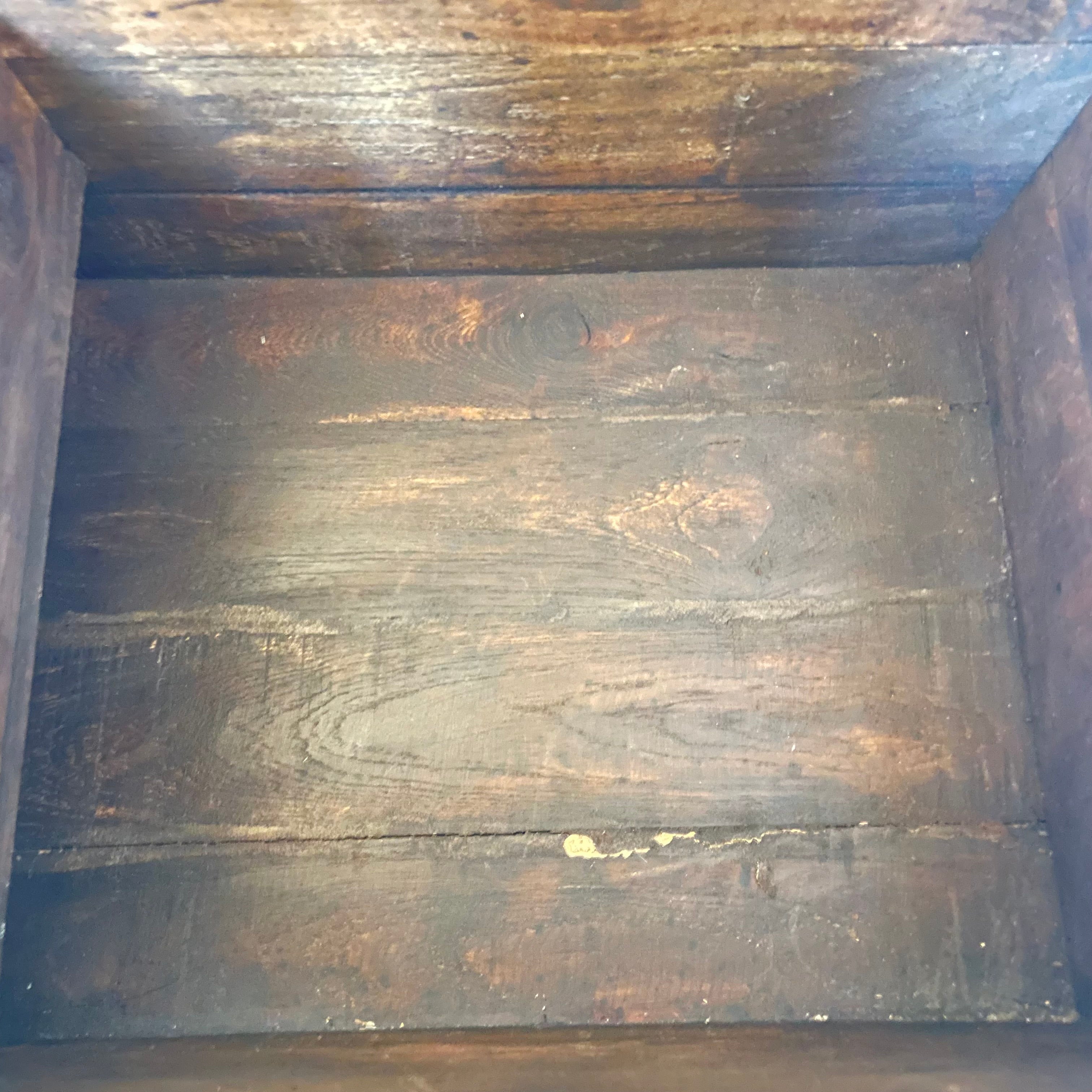 Antique Handcrafted Wood with Brass Hardware Campaign Chest, 16"x 11.25"x 10"