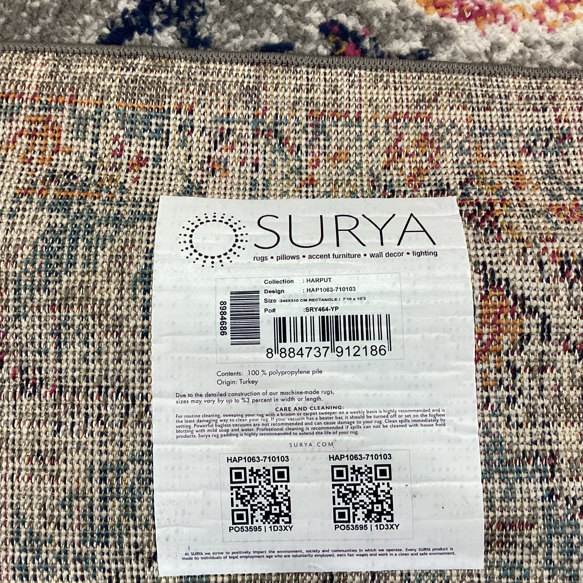 Surya Harput Collection Multi Brights Poly Rug 7'10"x 10'3"