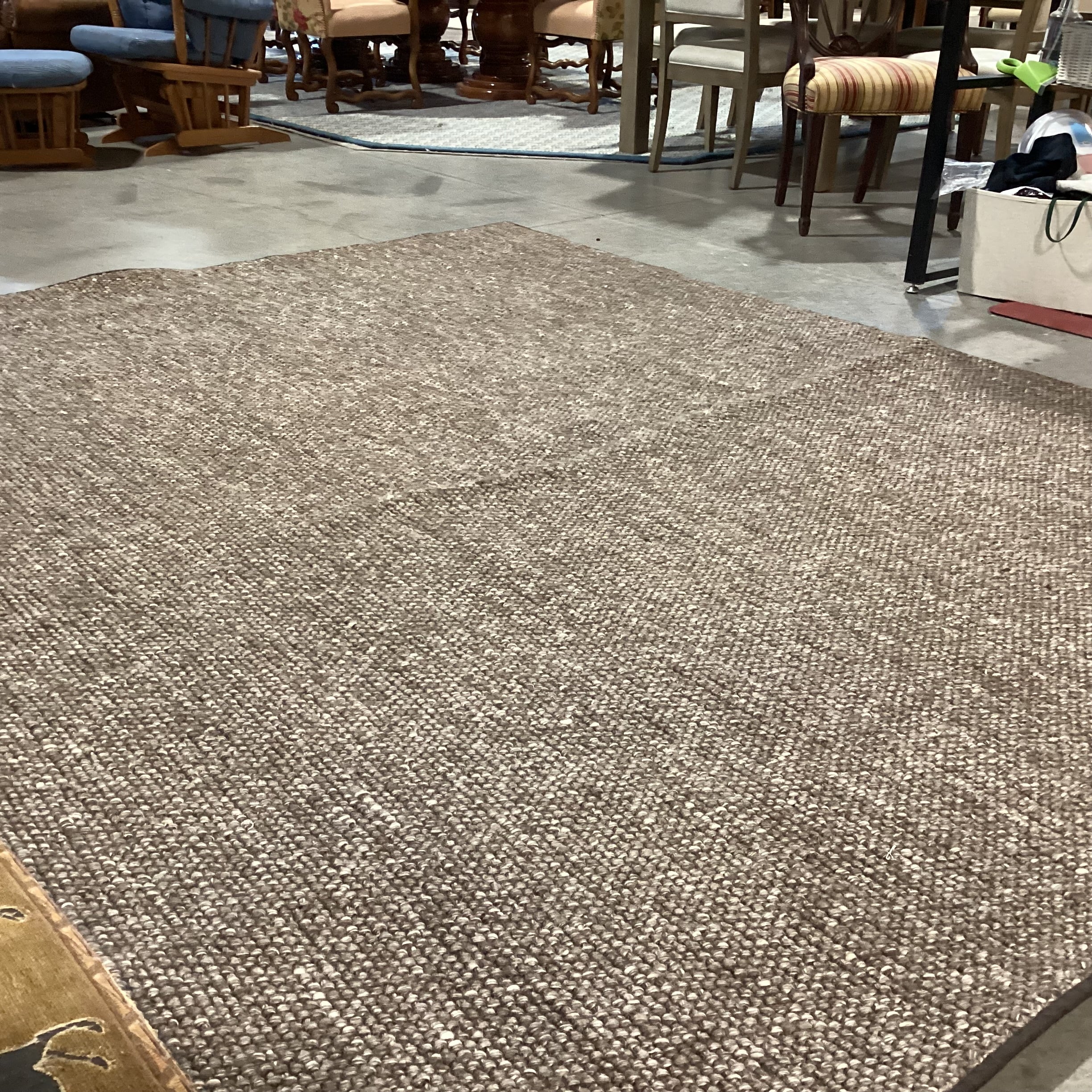 Custom Taupe Brown Loop Woven Wool with Pad Rug 8'x10'
