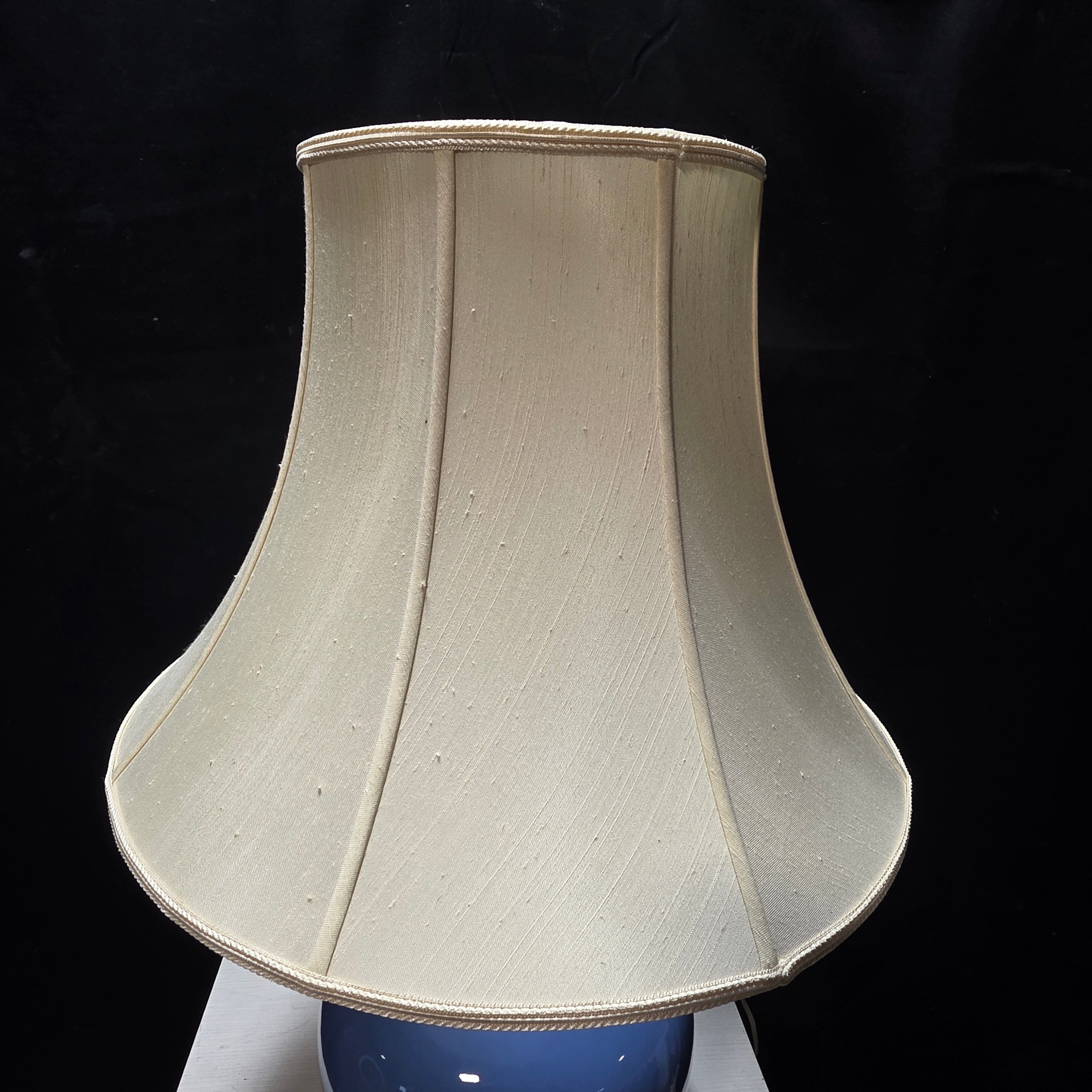 Neiman Marcus "Old World Design" Crackled Glass Blue Table Lamp 18"Dx29"