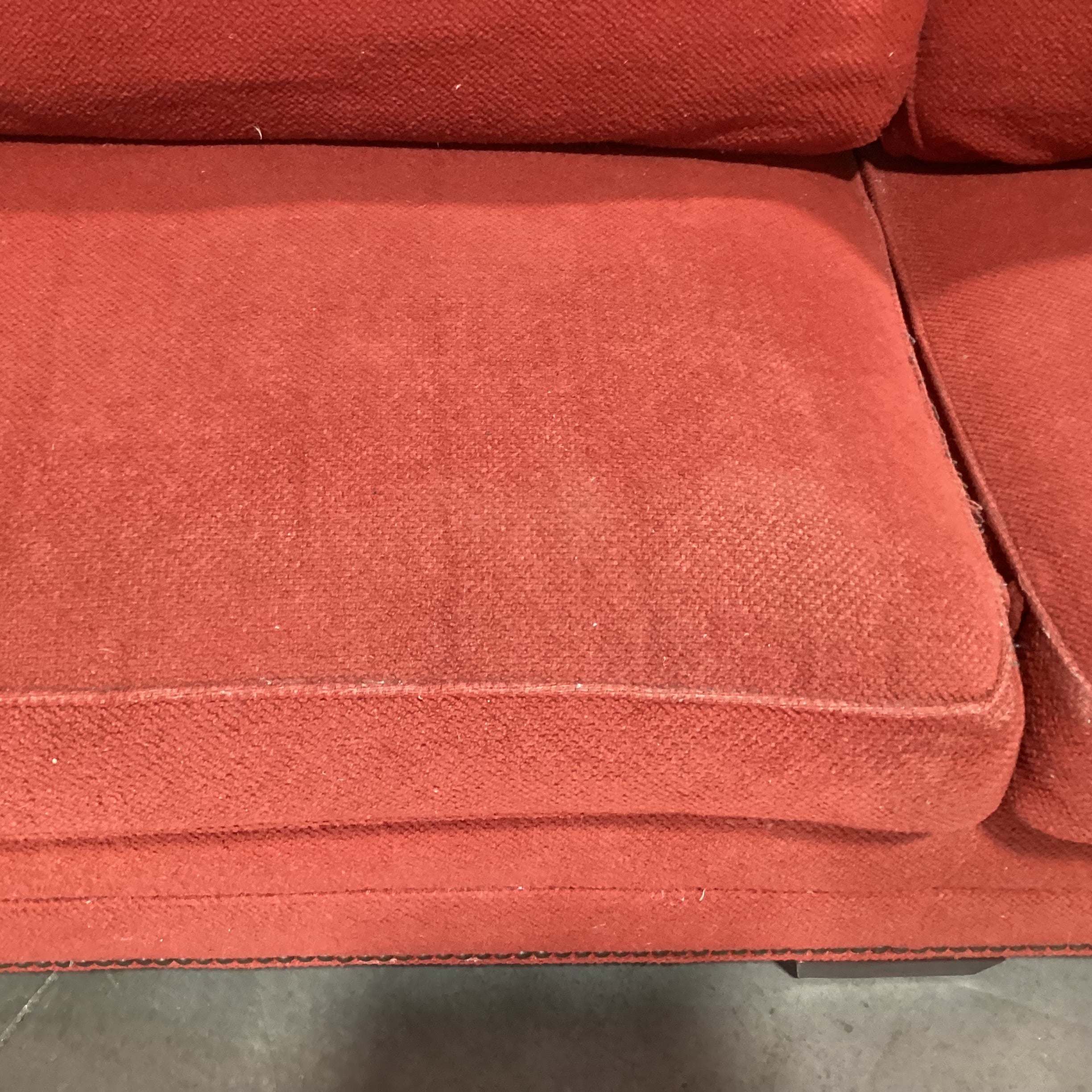 Stanford Furniture Red Boucle Nailhead Down Mix Sofa 90"x 41"x 37"
