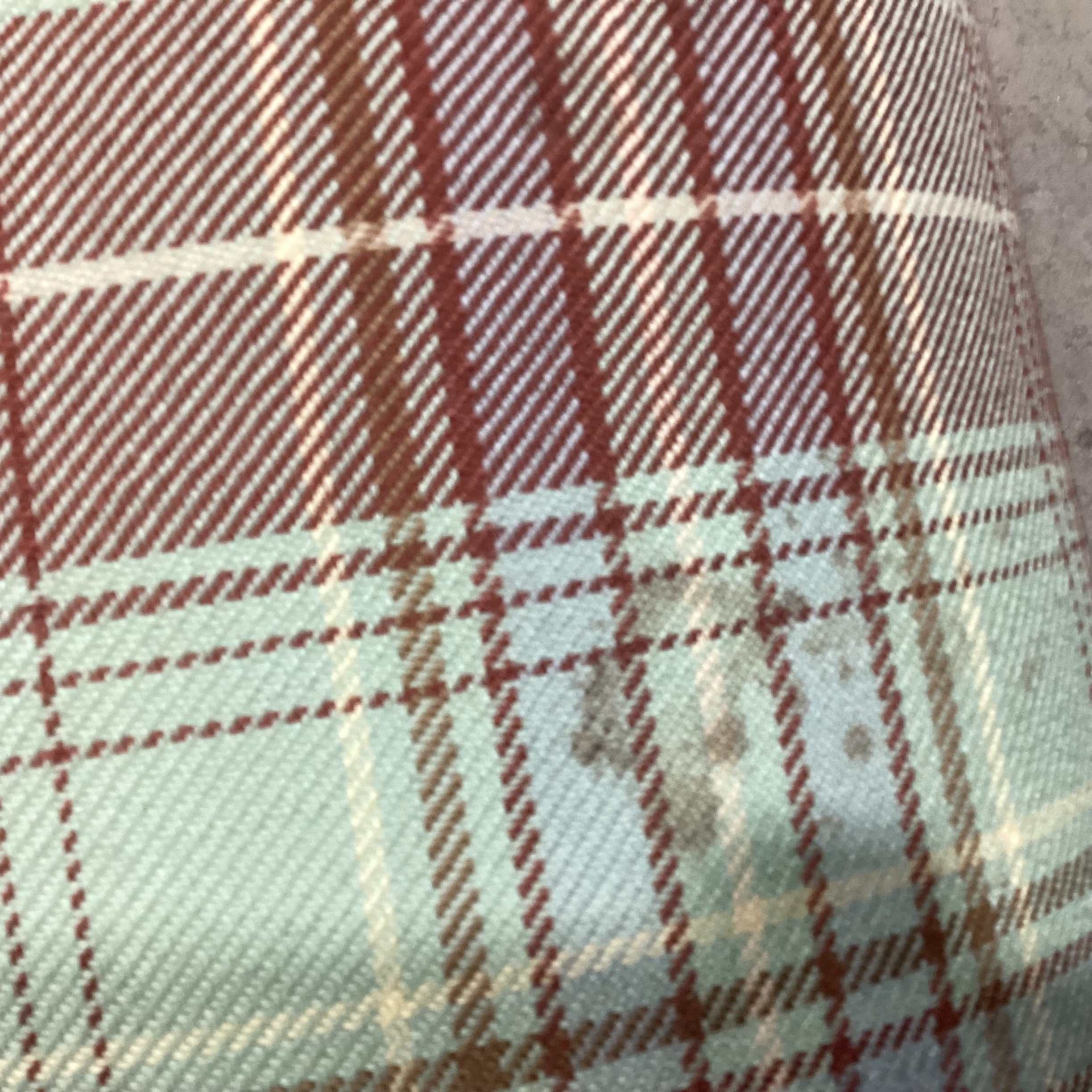 Green Rust Blue Woven Plaid with Ottoman Chair 38"x 36"x 25"