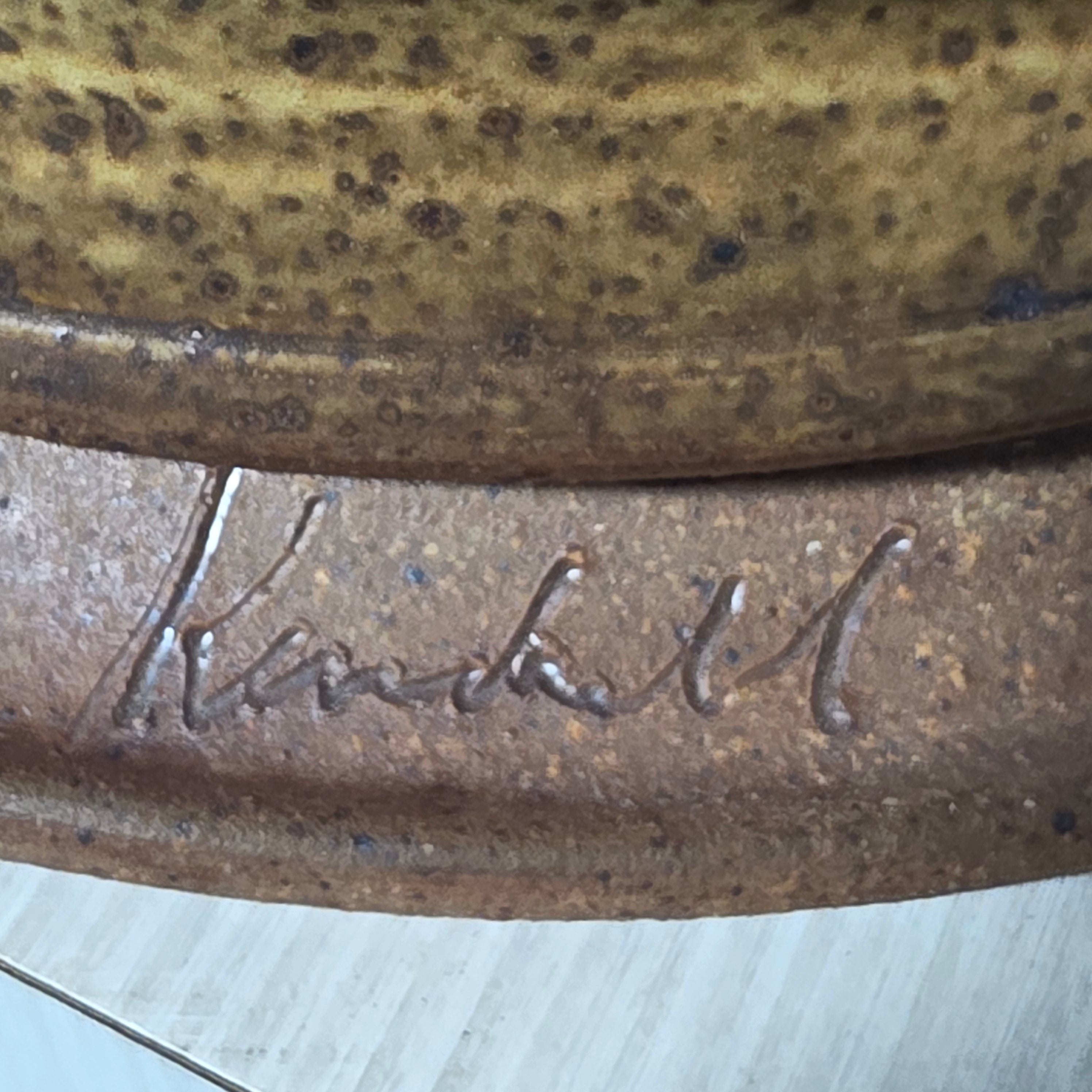 Signed "Kendall" Stoneware Pottery 60s-70s Table Lamp 21"Dx36"