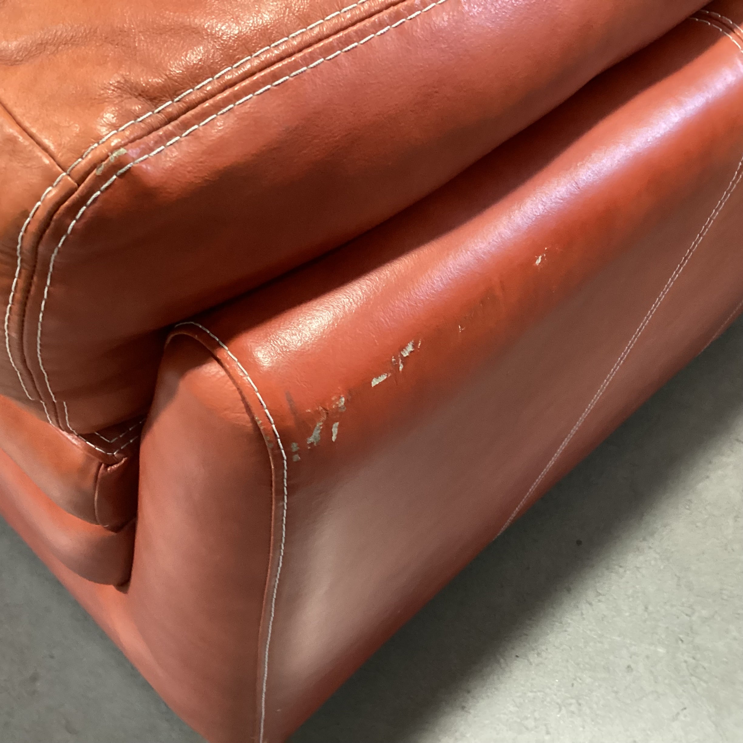 Burnt Orange Leather Loveseat Sofa 68"x 39"x 36"