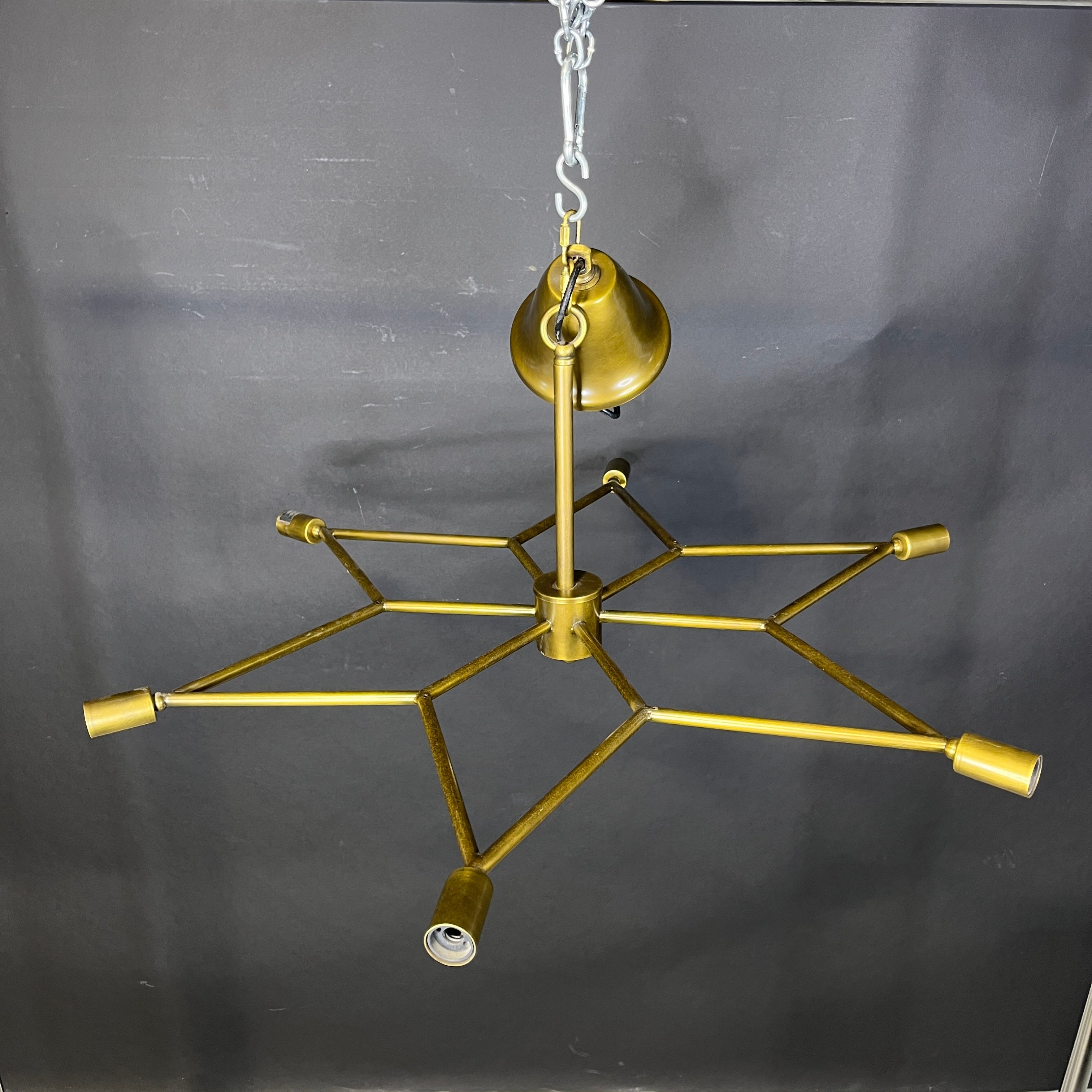Noir Trading Co. 6-Light Antiqued Brass Finish Metal Star Chandelier 33” Diameter x 20”