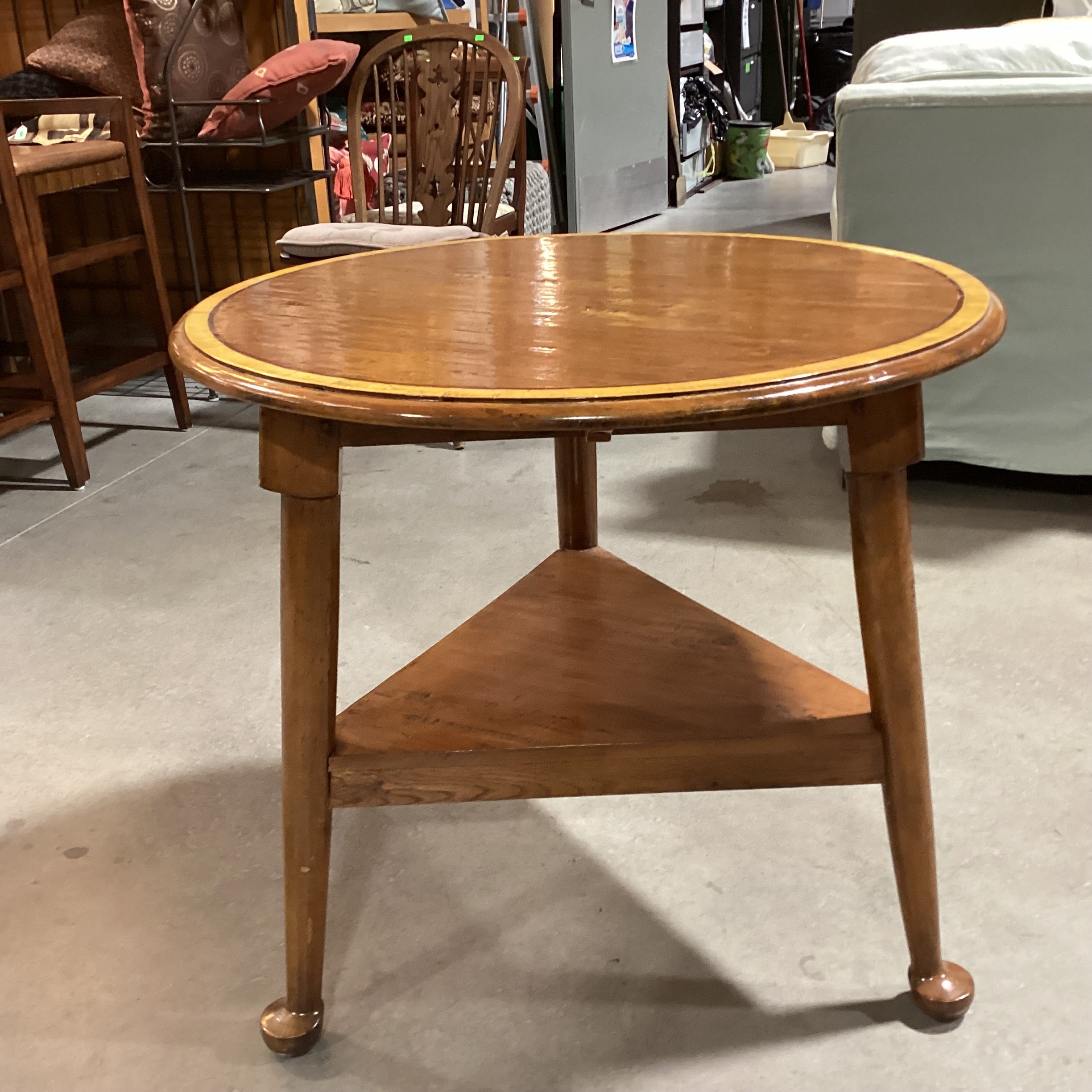 Essex Pad Foot With Shelf Cricket Accent Table 30" diameter x 27"