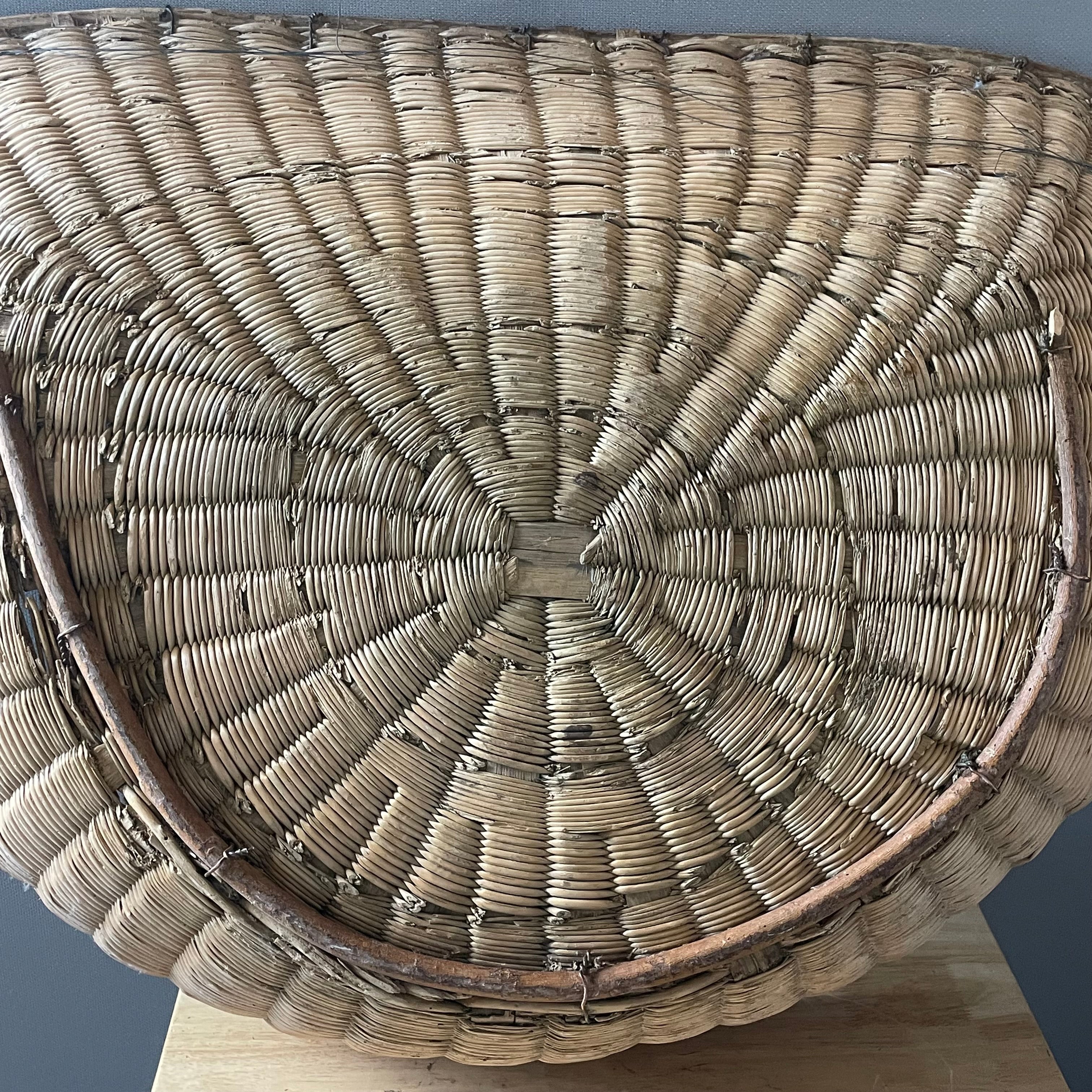 Antique French Winnowing/Harvest Basket, 42"x 27"x 10.5"