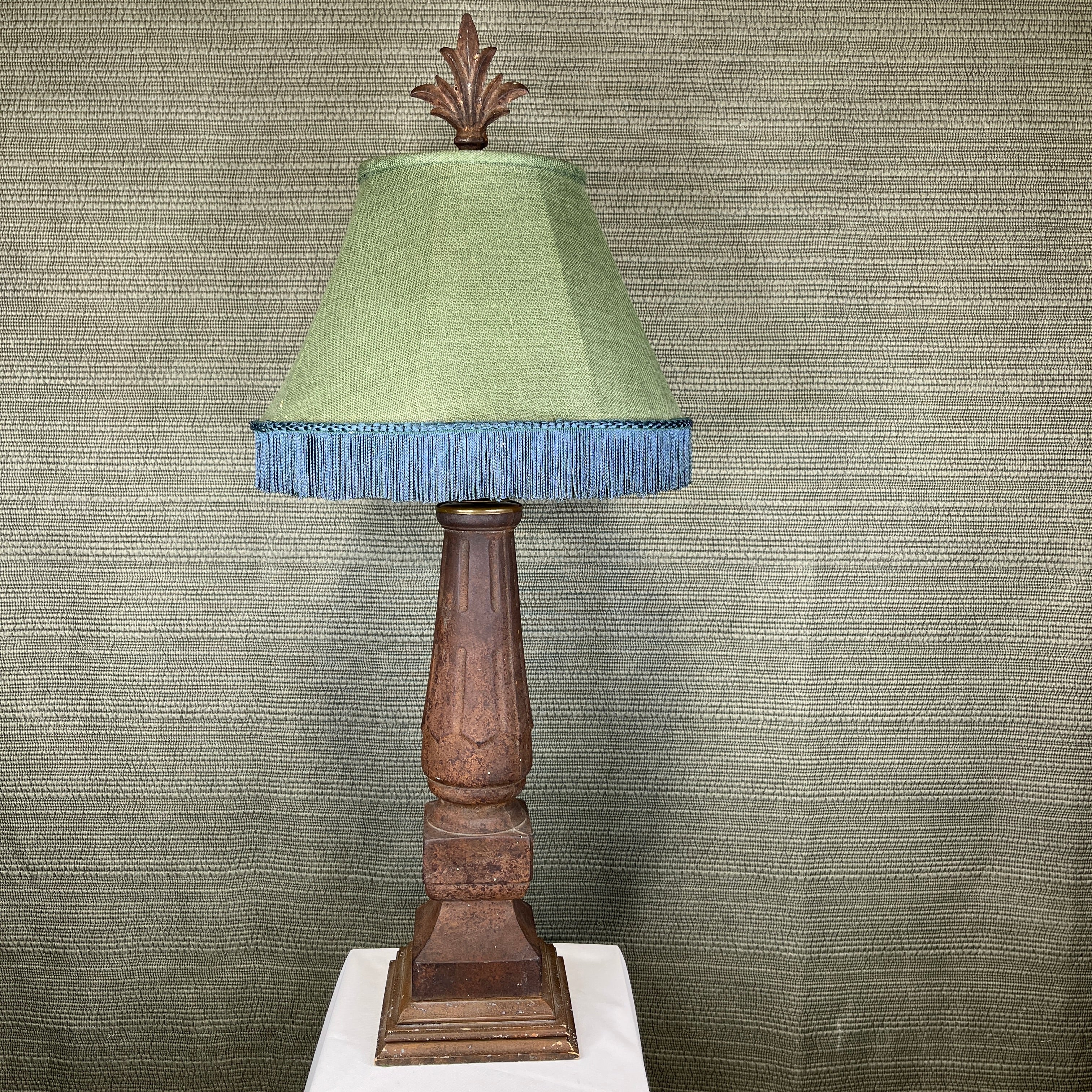 Cast Iron Pedestal with Shade Table Lamp 16: Diameter @ Shade x 39"