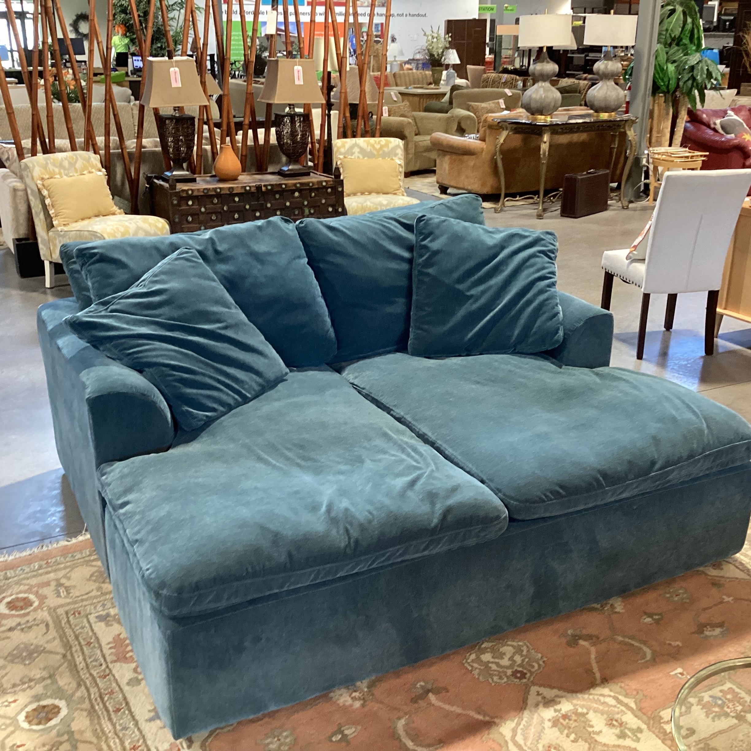 Joybird Furniture Teal 2 Piece Bryant Daybed Double Chaise Sectional 73"x 68"x 27"