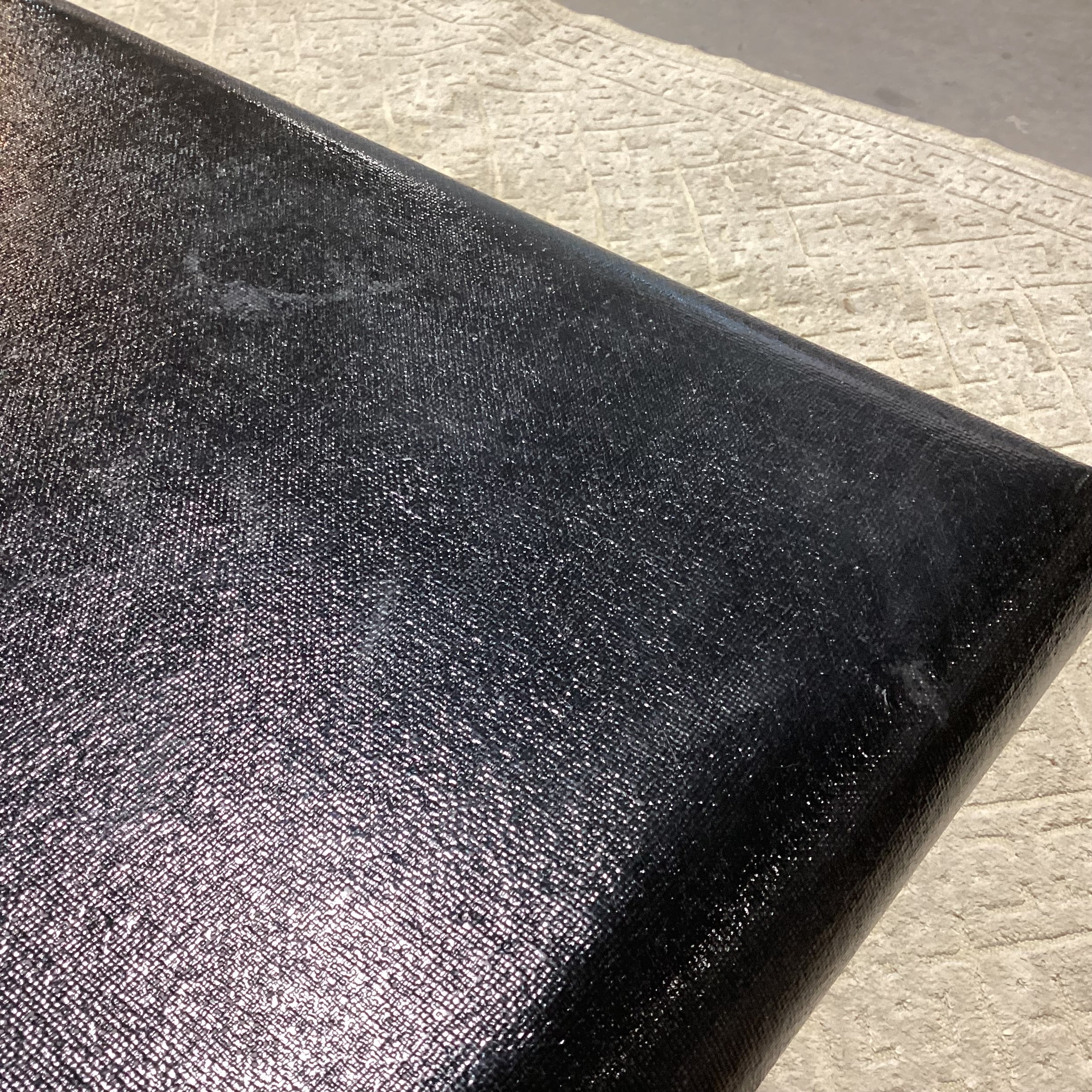 Custom Modern Black Lacquered Linen Wrapped Coffee Table 50"x 40"x 16"