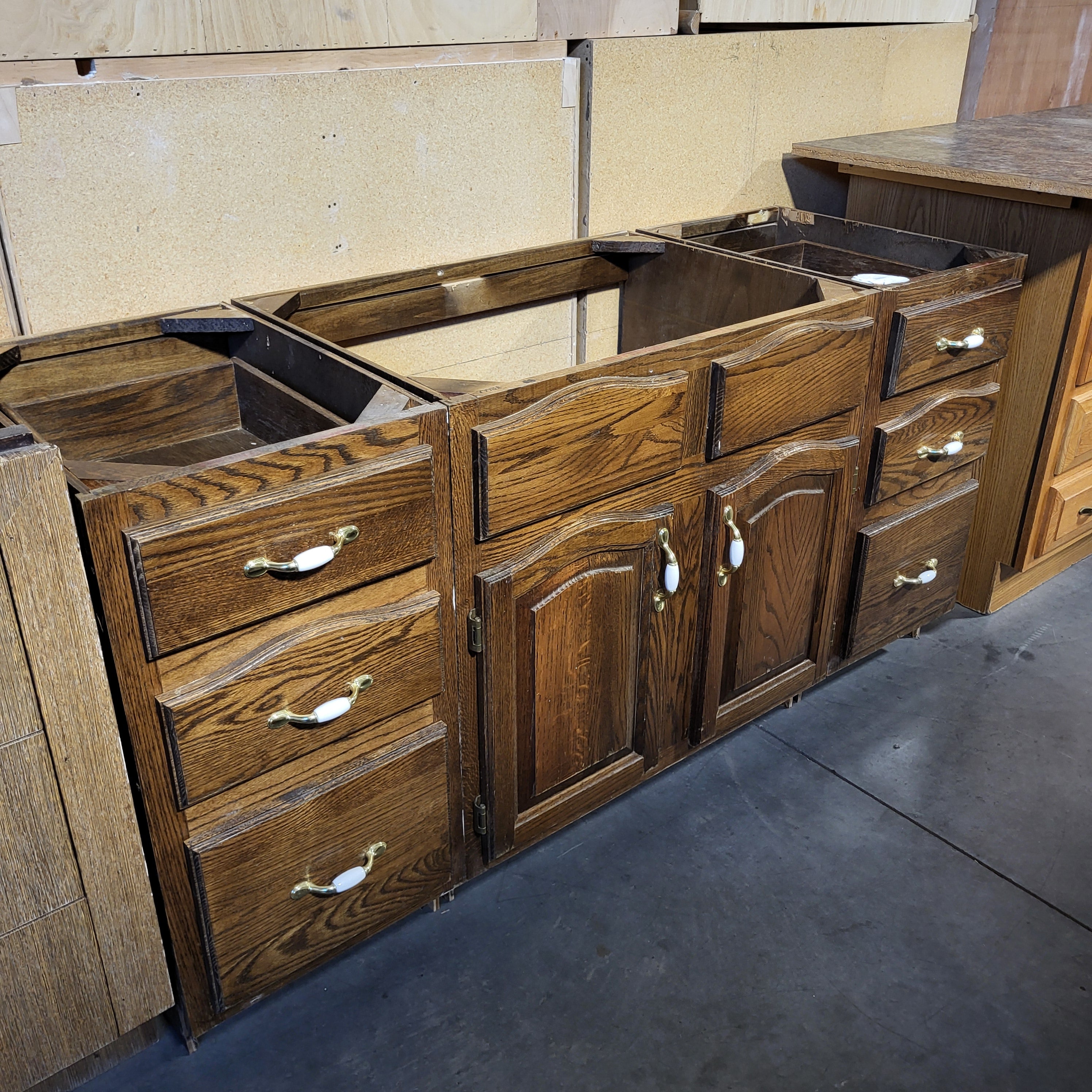 60"x 22"x 30" 3 Piece 6 Drawer 2 Door Dark Wood Vanity