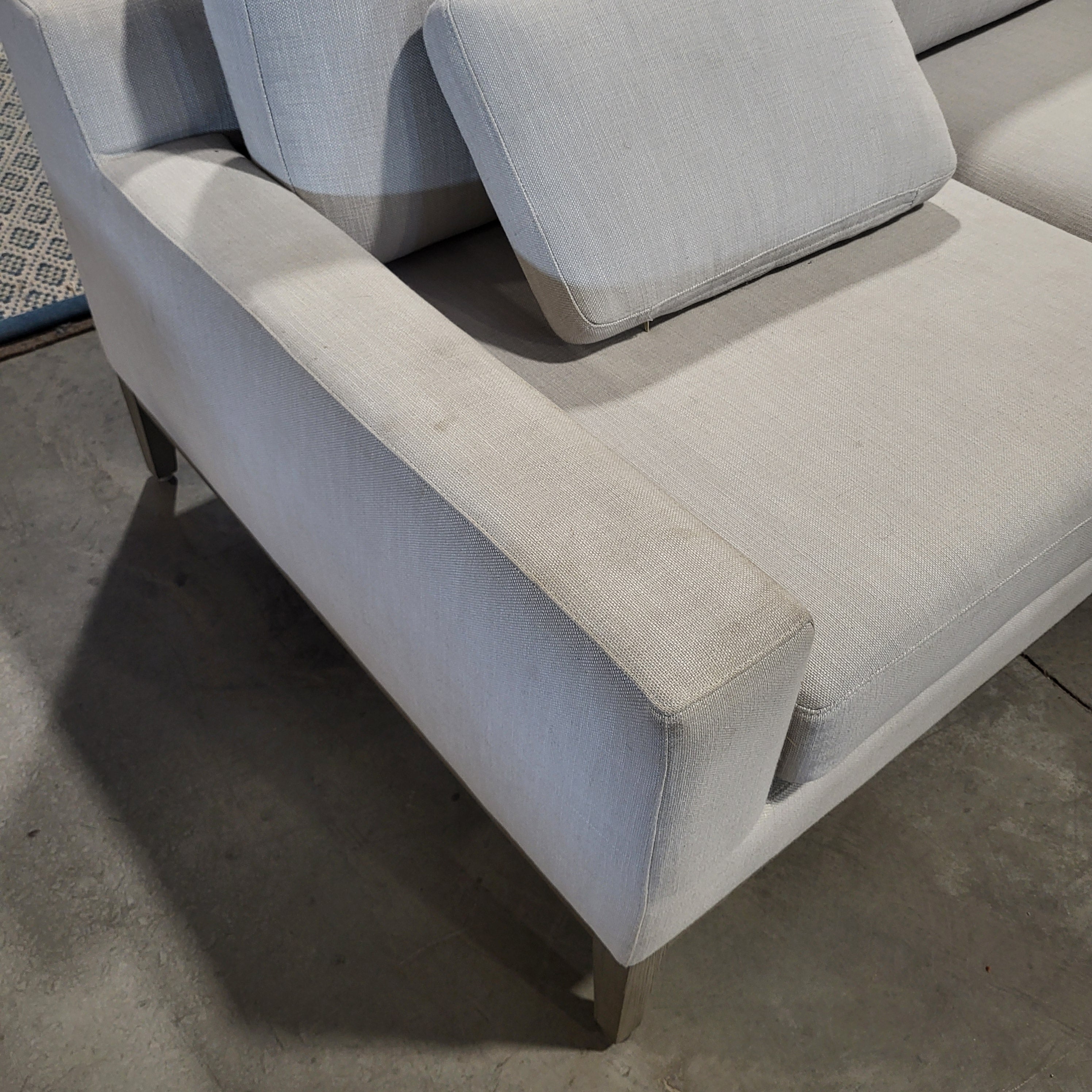 RH American Leather Furnture DoveGrey Linen & Grey Oak Base Sofa