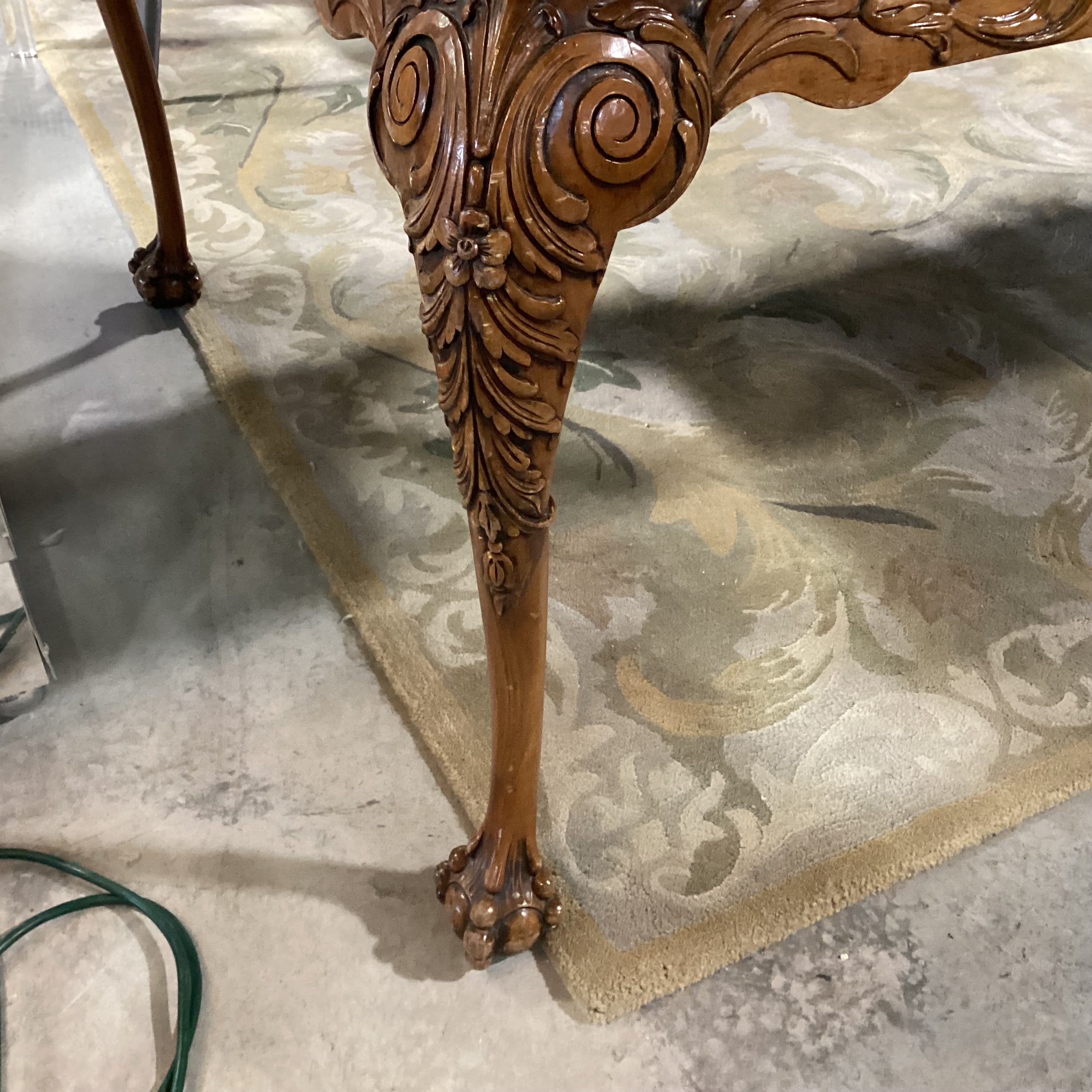 Ornate Carved Wood 1 Leaf Dining Table 72" to 97"x 45"x 30"