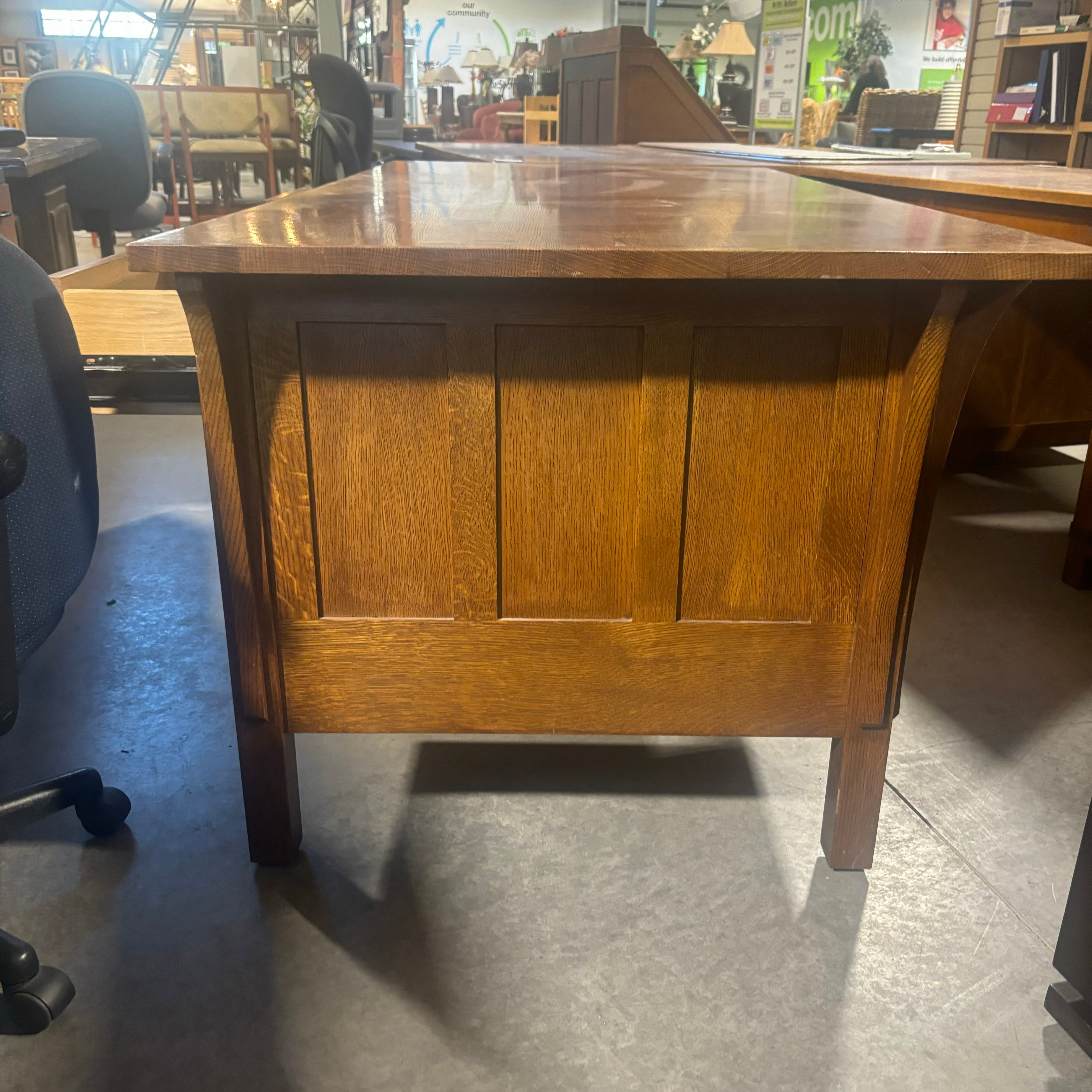 Stickley Solid Wood 5 Drawer with Hammered Copper Pulls Desk 72"x 36"x 30.5"