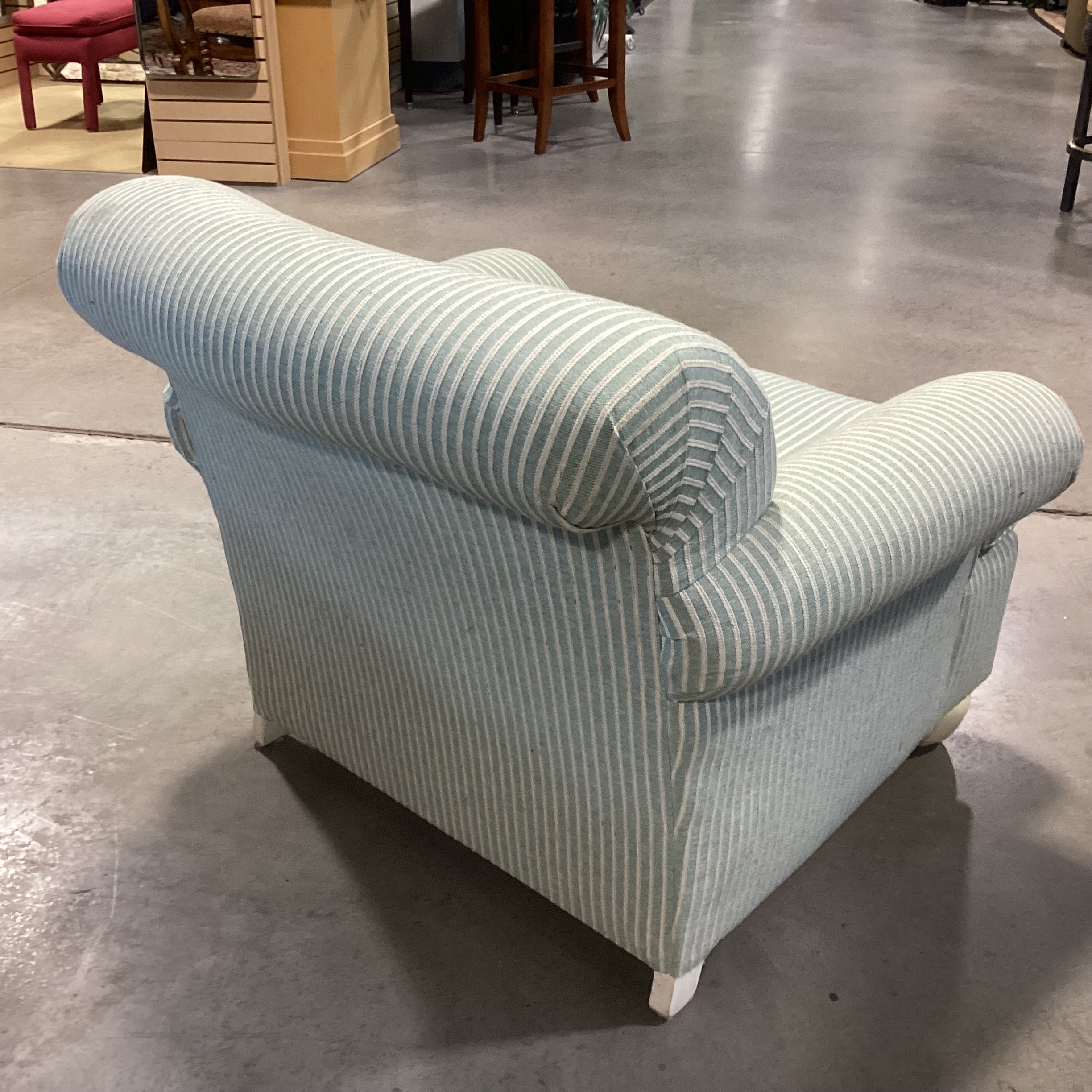 Cochrane Furniture Green & Ivory Woven Stripe Chair 39"x 39"x 33.5"