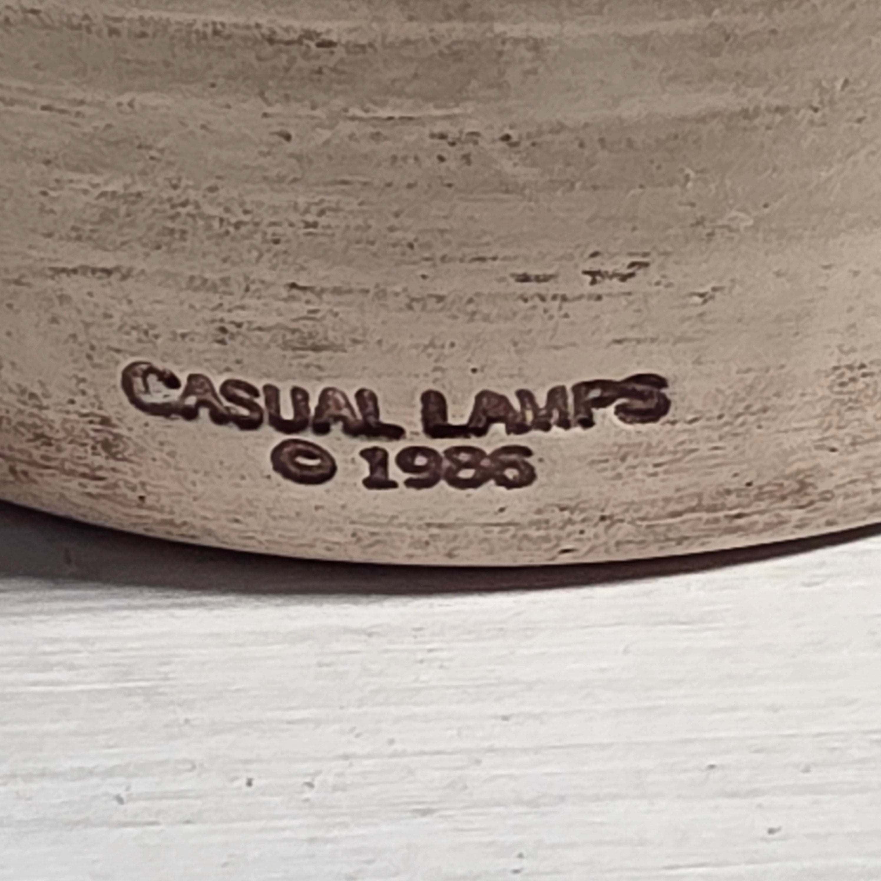 1986 Casual Lamps Ceramic Carved Concentric Groove Pattern 23"Dx33"