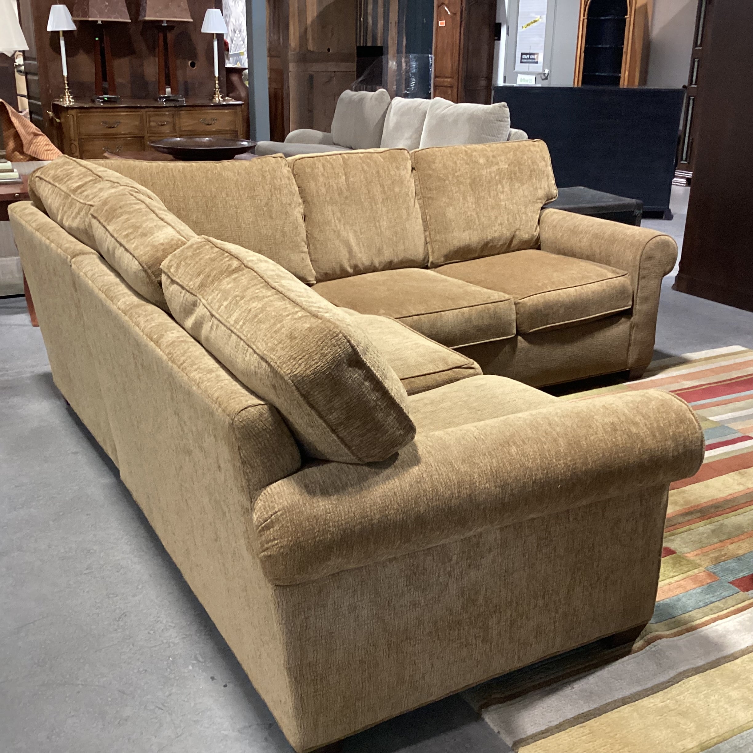Woodmark a Howard Miller Co. Golden Texture Woven Chenille Down Mix 2 Piece Sectional 95"x 95"x 39"x 35"