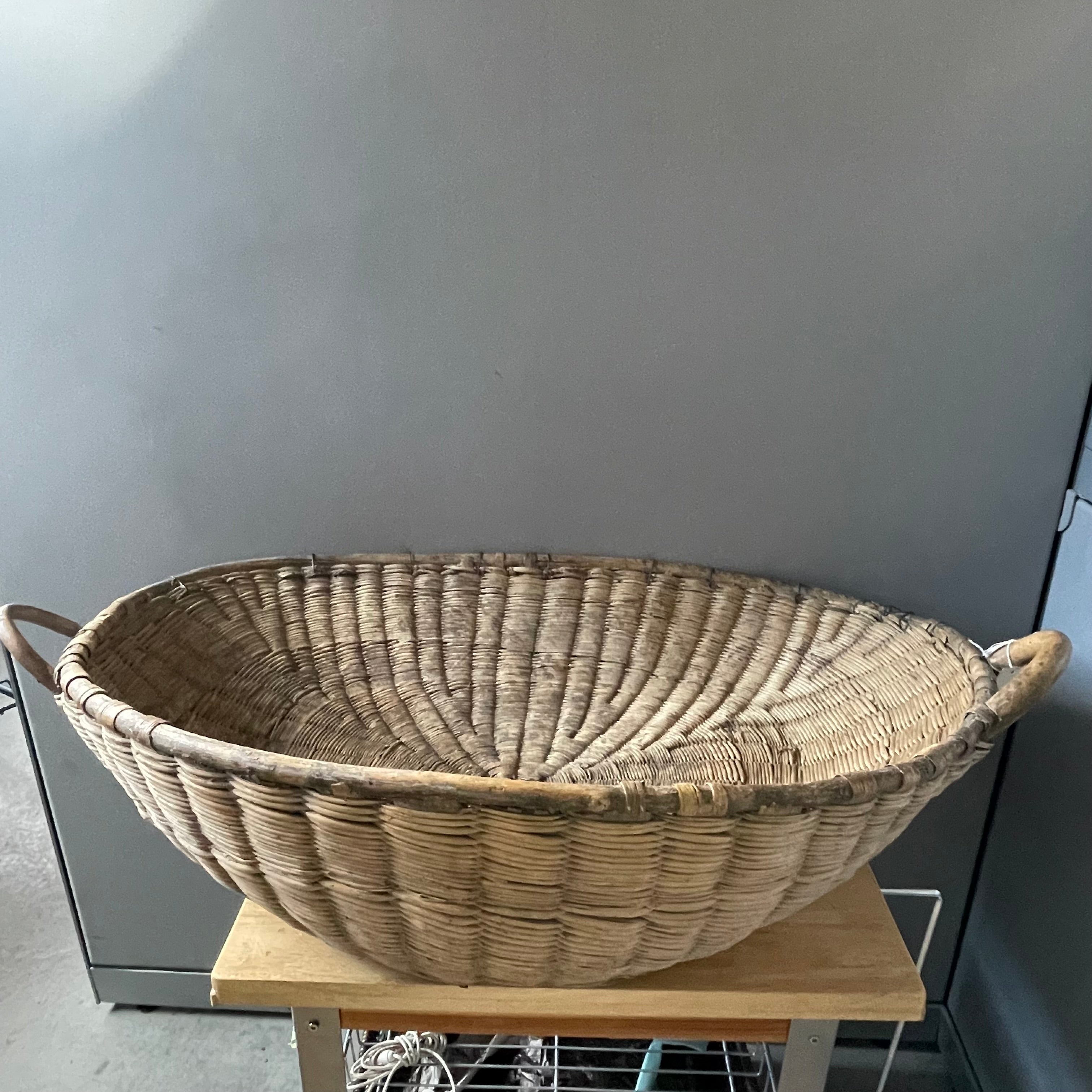 Antique French Winnowing/Harvest Basket, 42"x 27"x 10.5"