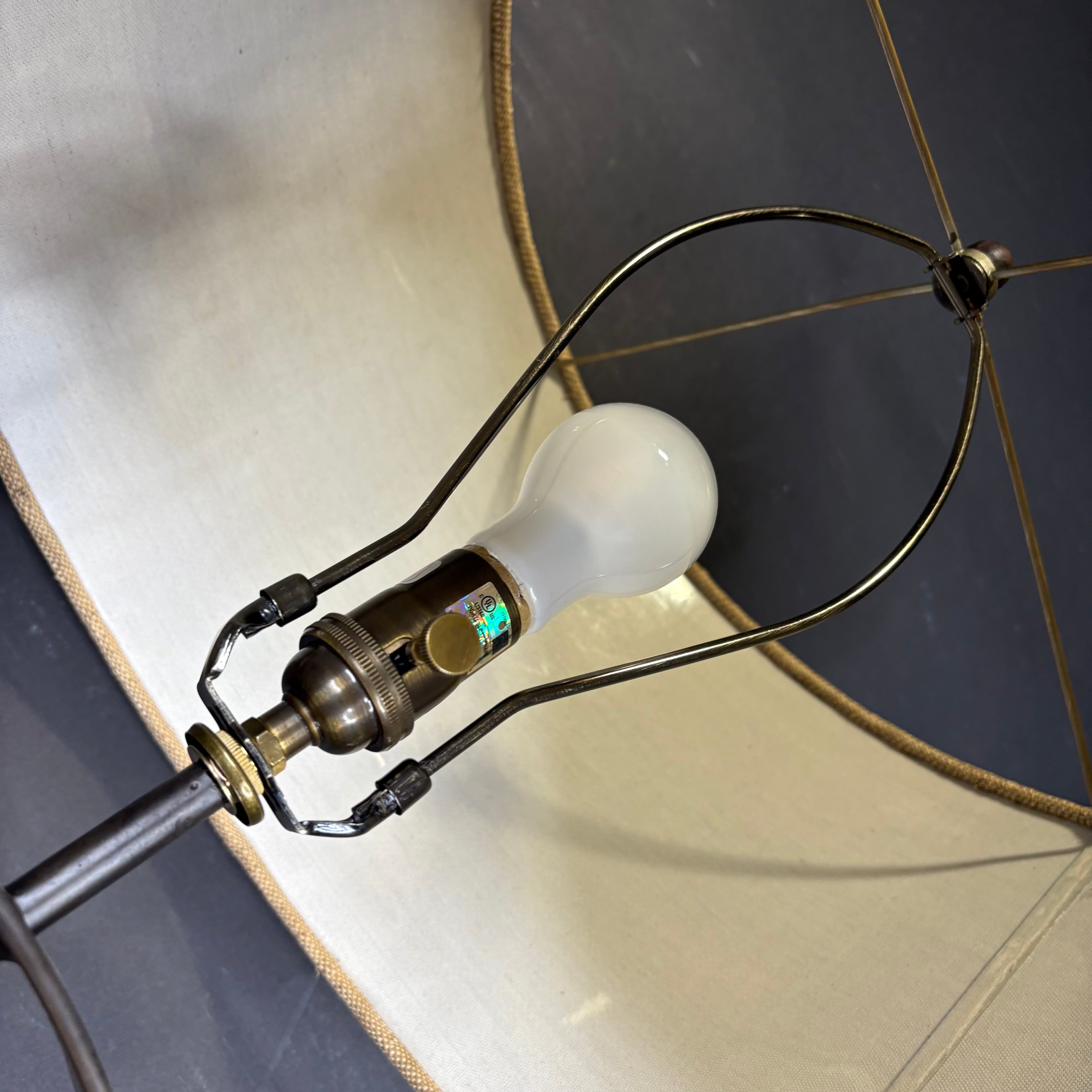 Palecek Bronze Iron Ring and Wood with Shade Table Lamp 20” Diameter @ Shade x 30”