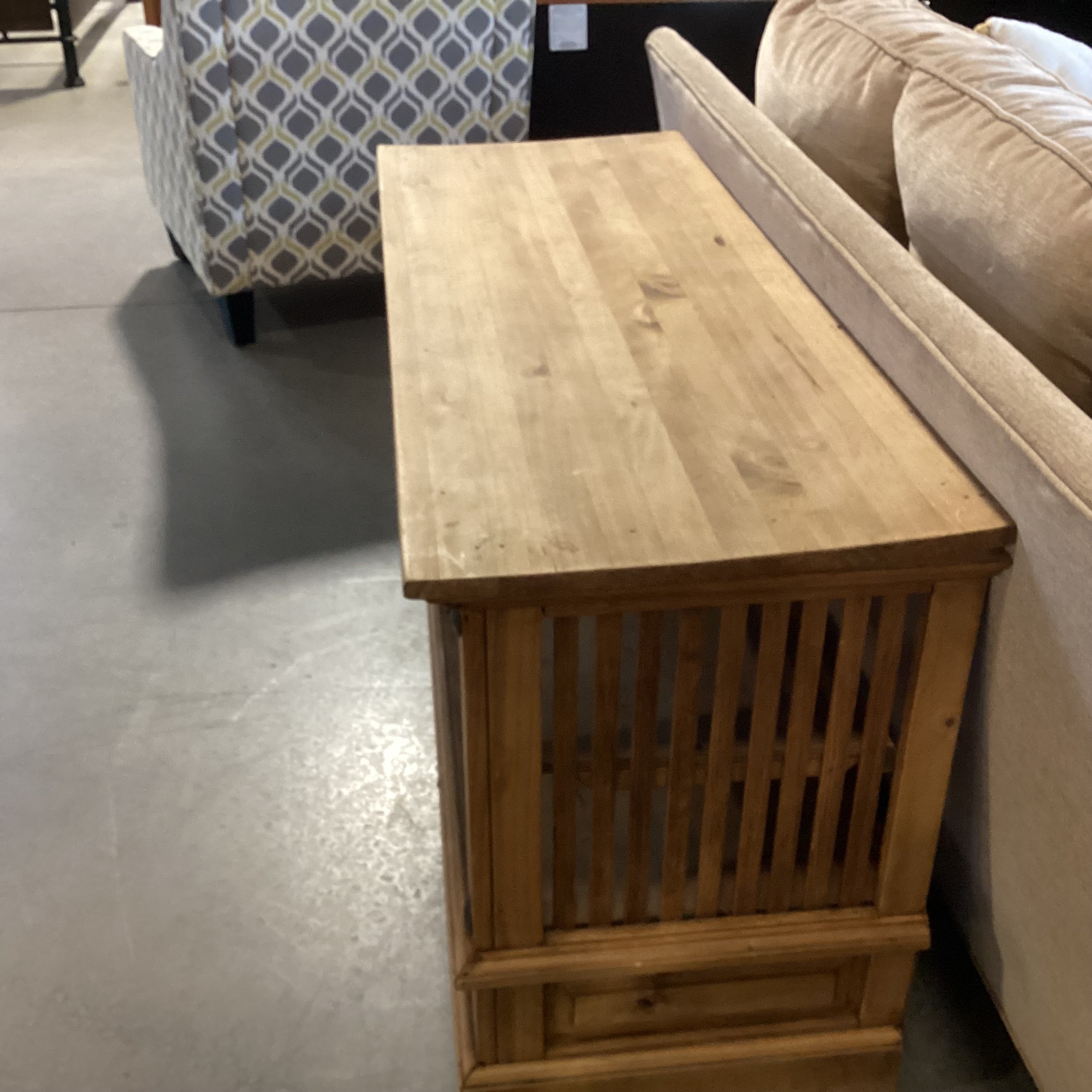 Rustic Natural Pine 2 Drawer with Shelves Console 48"x 18"x 26.5"