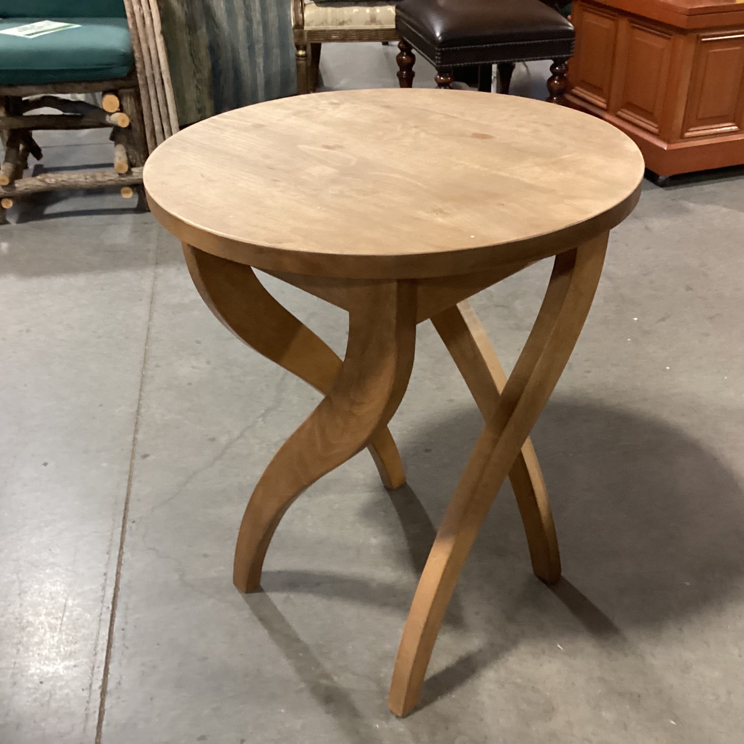 Jaume Torras Style Natural Wood Round & Sculpted Carved Legs End Table 24" Diameter x 29"