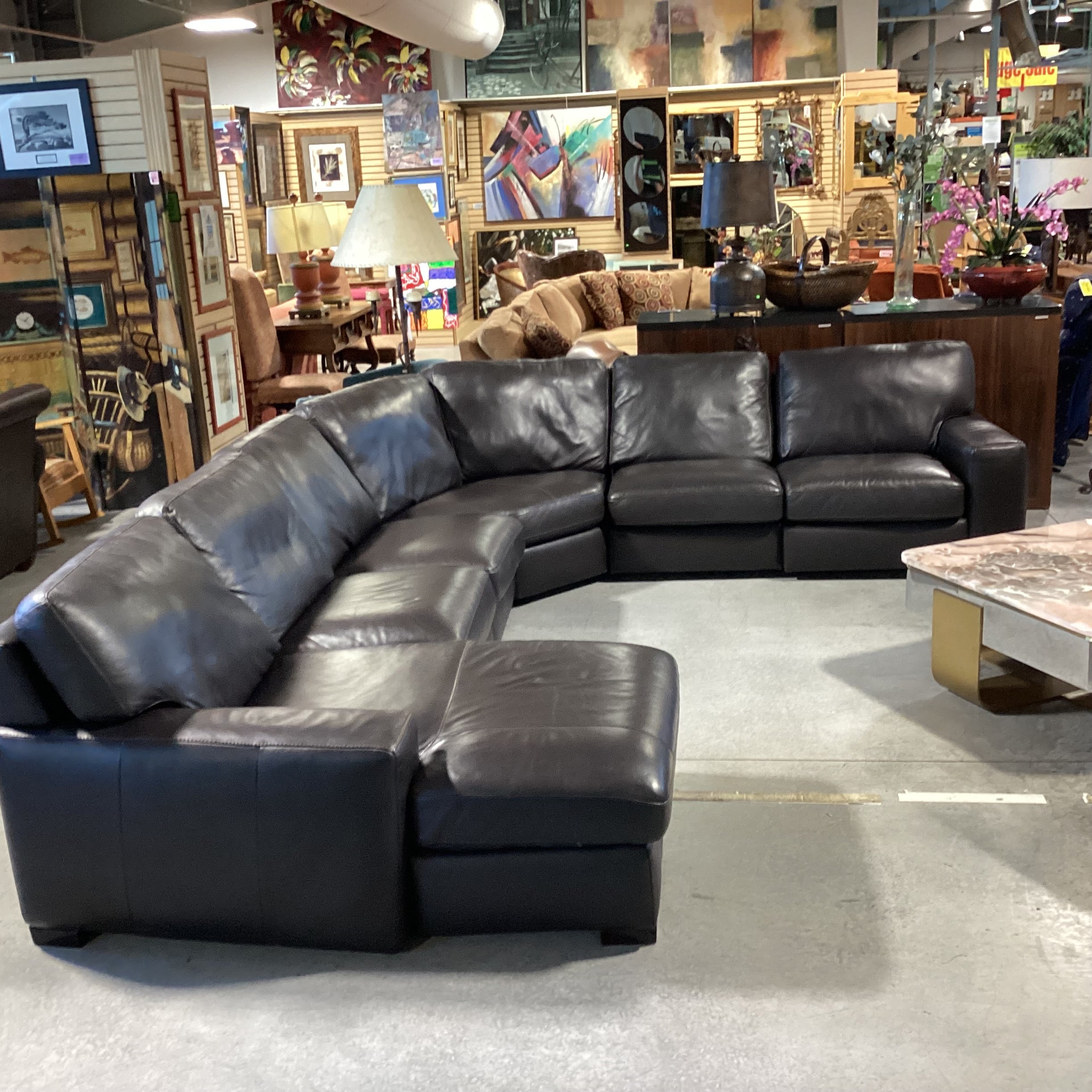 Natuzzi Leather 6 Piece with Chaise Sectional 108"x 138"x 64"x 39"x 31"