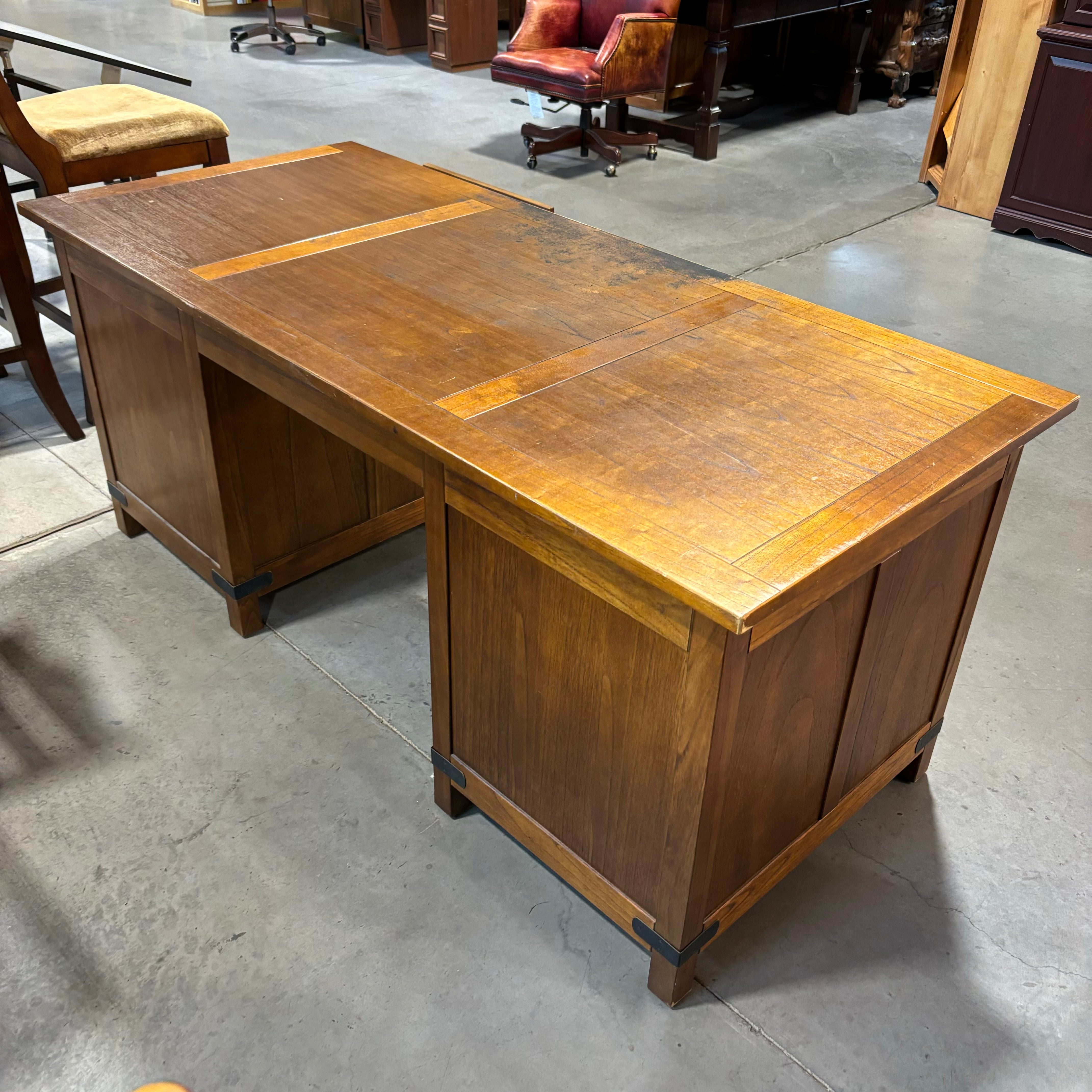 Arhaus Solid Wood with Iron Accents 6 Drawer Desk 71"x 31.5"x 30.5"
