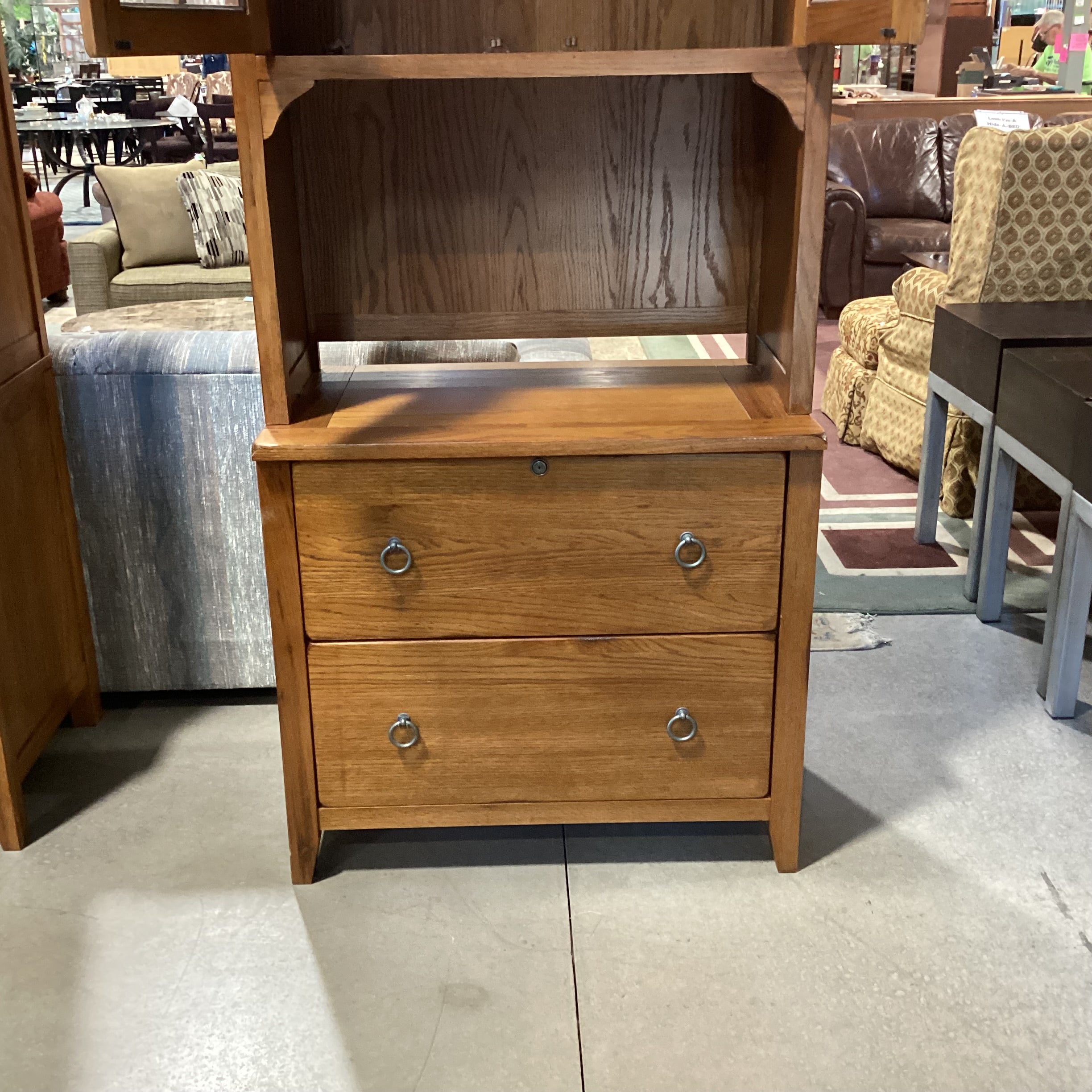 Medium Wood Finish 2 Piece with Hutch File Cabinet 34"x 21"x 80"