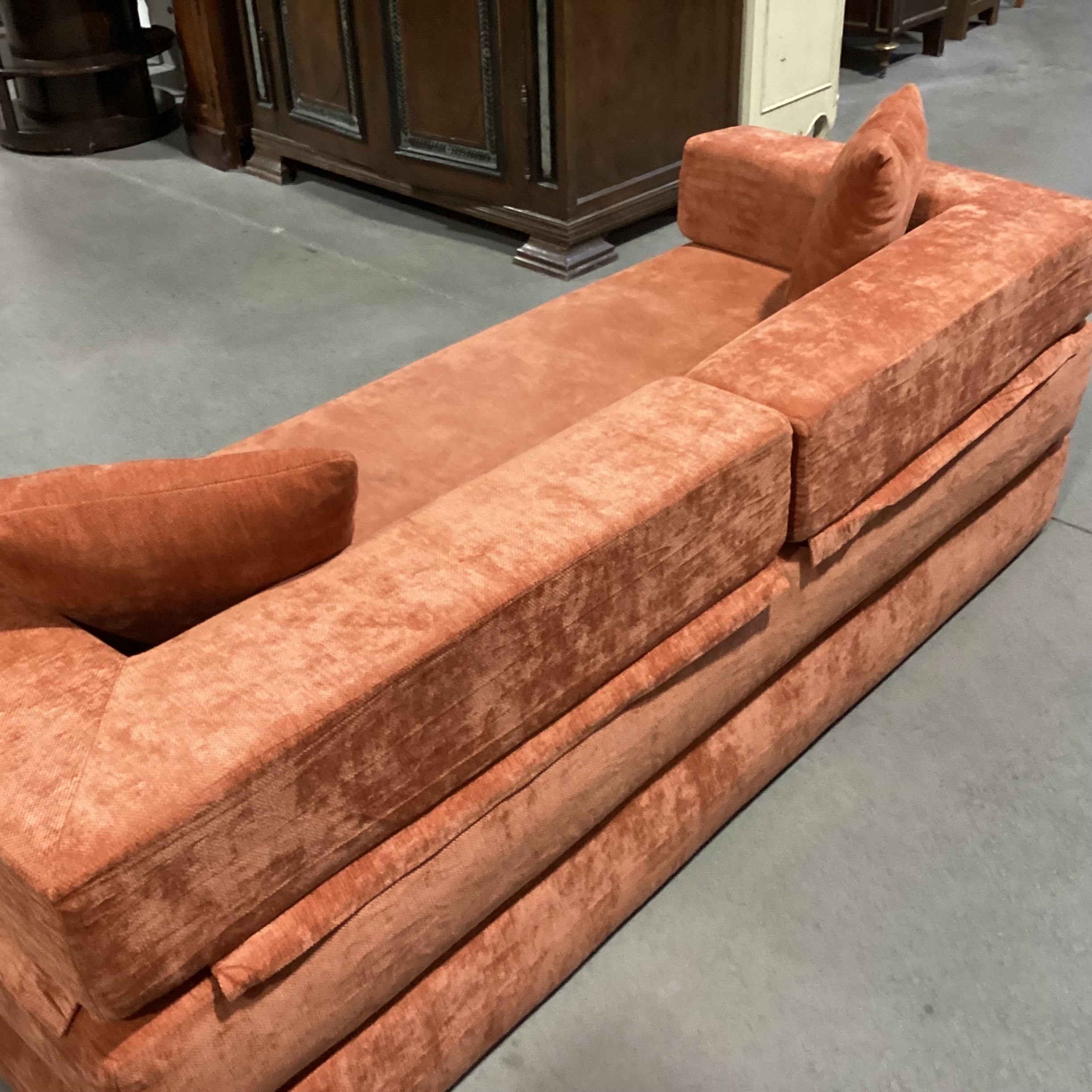 Burnt Orange Chenille Woven Convertible Sofa 81"x 32" to 65"x 26"