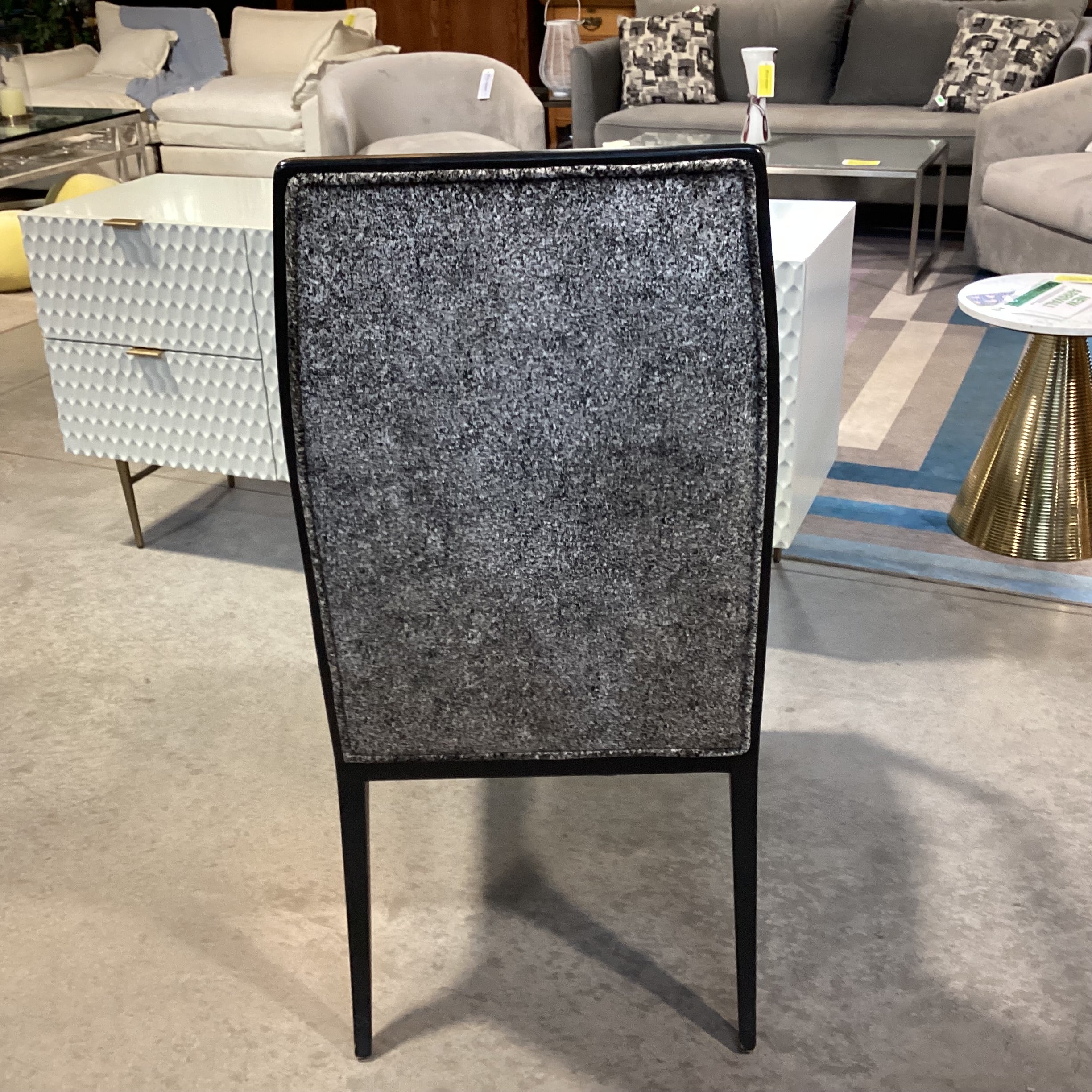 Jean Louis Denoit for Baker Jasper Black Lacquer & Gold Wood with Black & White Raised Chenille Accent Chair 23"x 28"x 42"