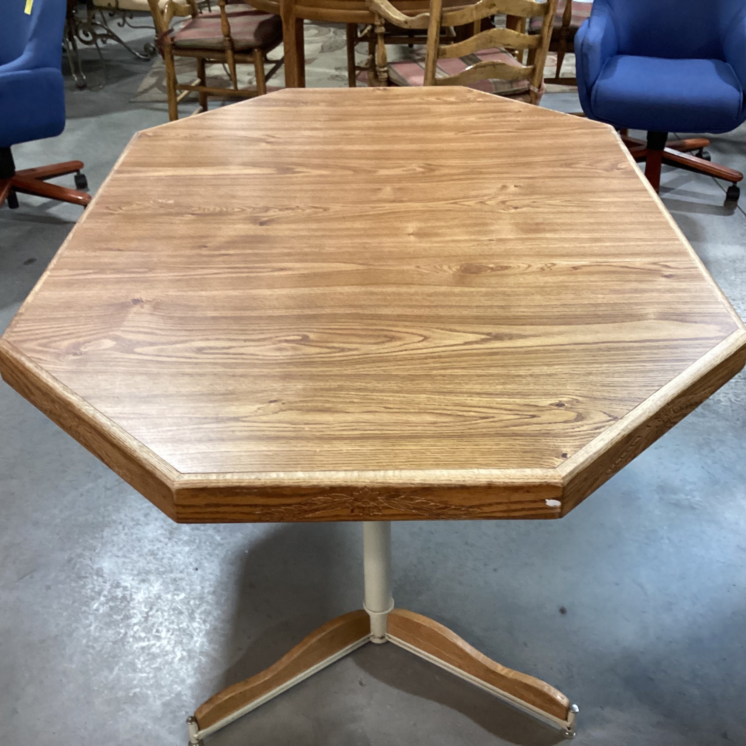 Vintage Wood Style Laminate Wood &Metal 1 Leaf Dining Table 60"x 42"x 29"