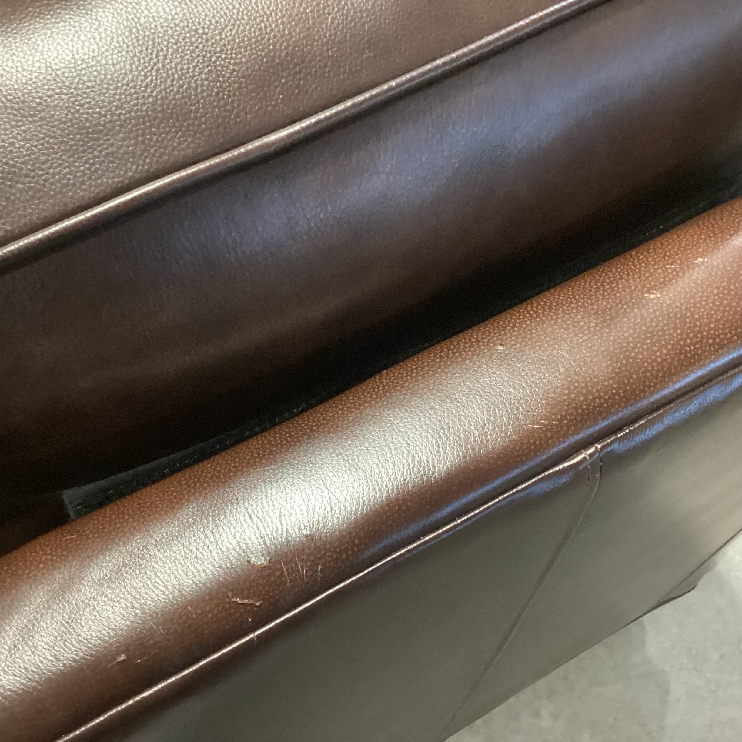 Brown Leather Nailhead with Roll Arm Sofa 82"x 40"x 36"