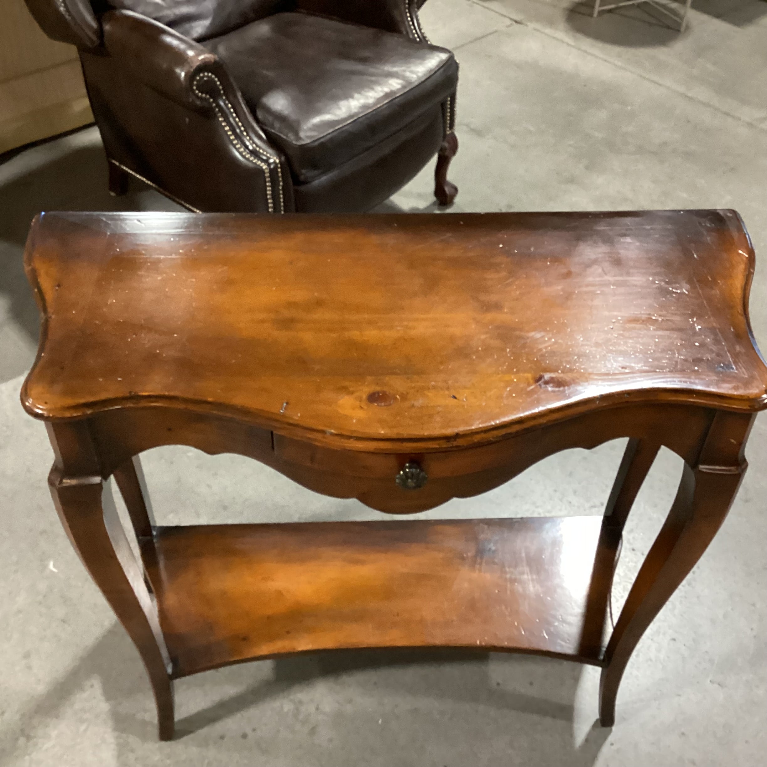 Carved Distressed Finish 1 Drawer with Bottom Shelf Sofa Table 38"x 17"x 33"