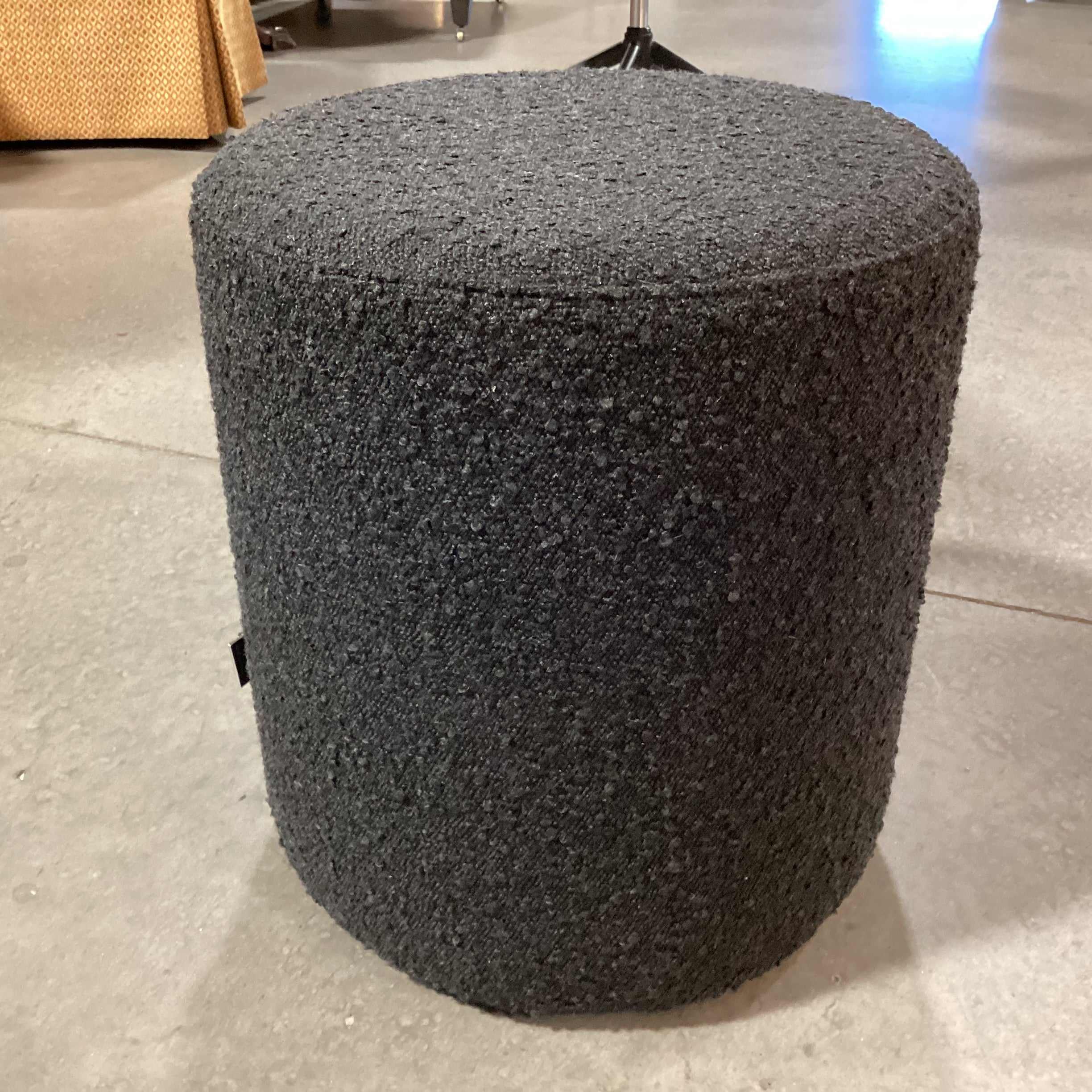 Rove Concepts Black Chatou Boucle Stool Ottoman 16" Diameter x 18"