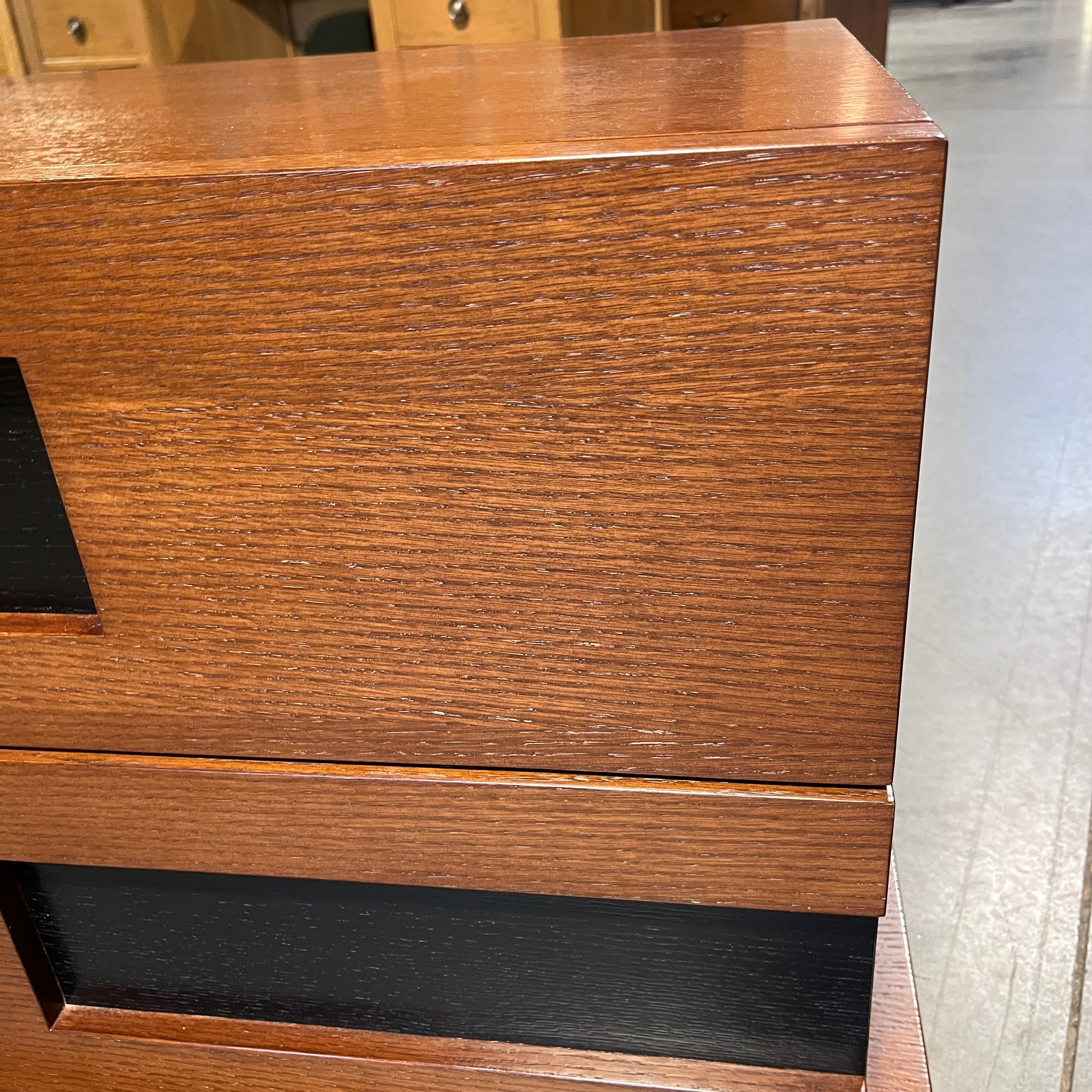 Creative Elegance Medium/Dark Finish and Black Painted Wood 2 Drawer Night Stand 30.5”x 19.5” 20.5”