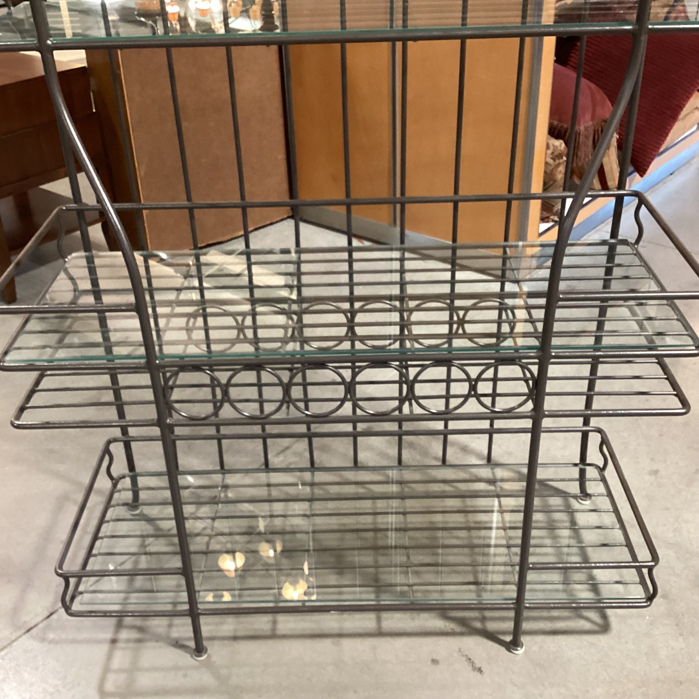 Iron with Dome Top & Glass Bakers & Wine Rack Shelves 44"x 18"x 83"