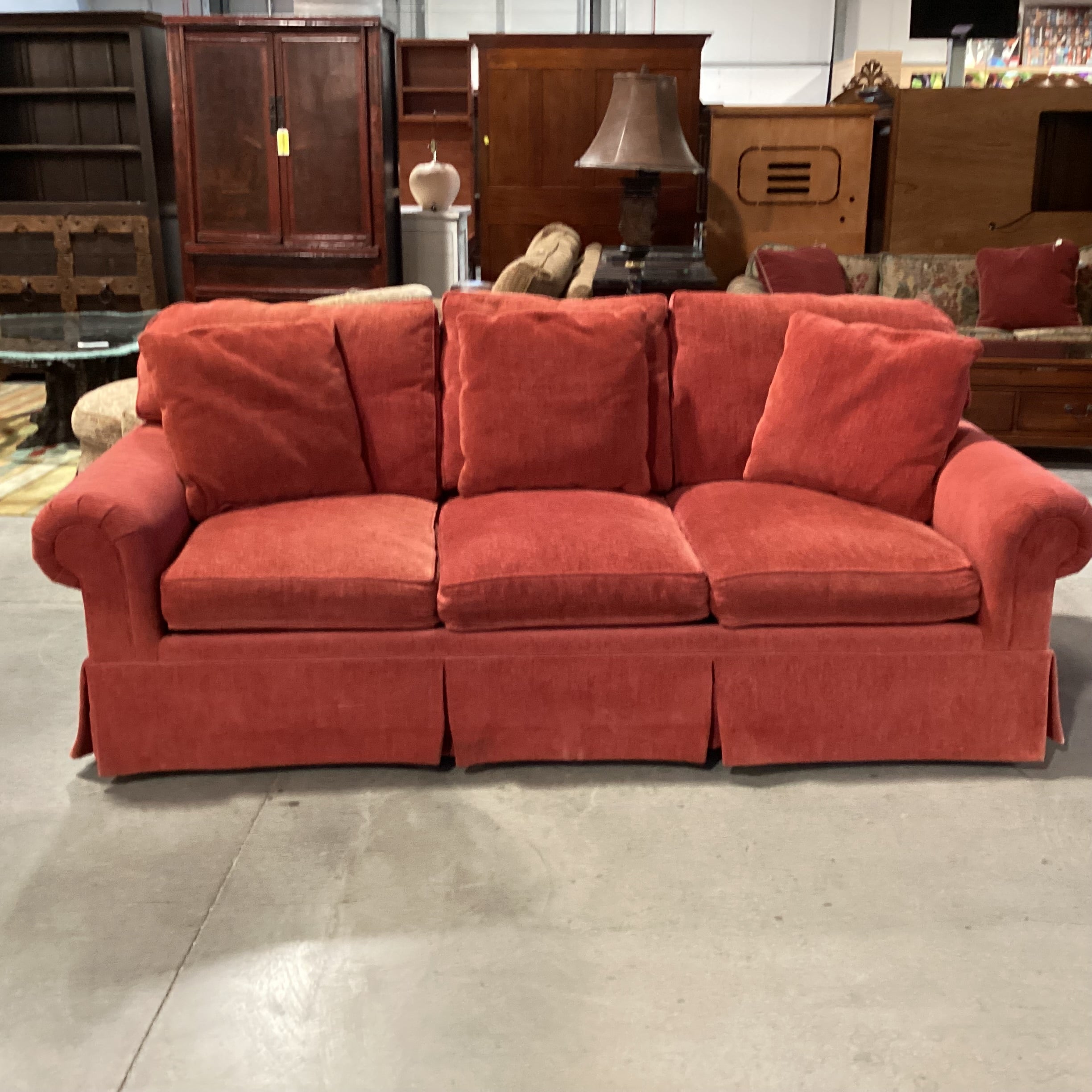 Henredon Custom Folio Collection Red Woven Chenille Sofa 91"x 40"x 29"