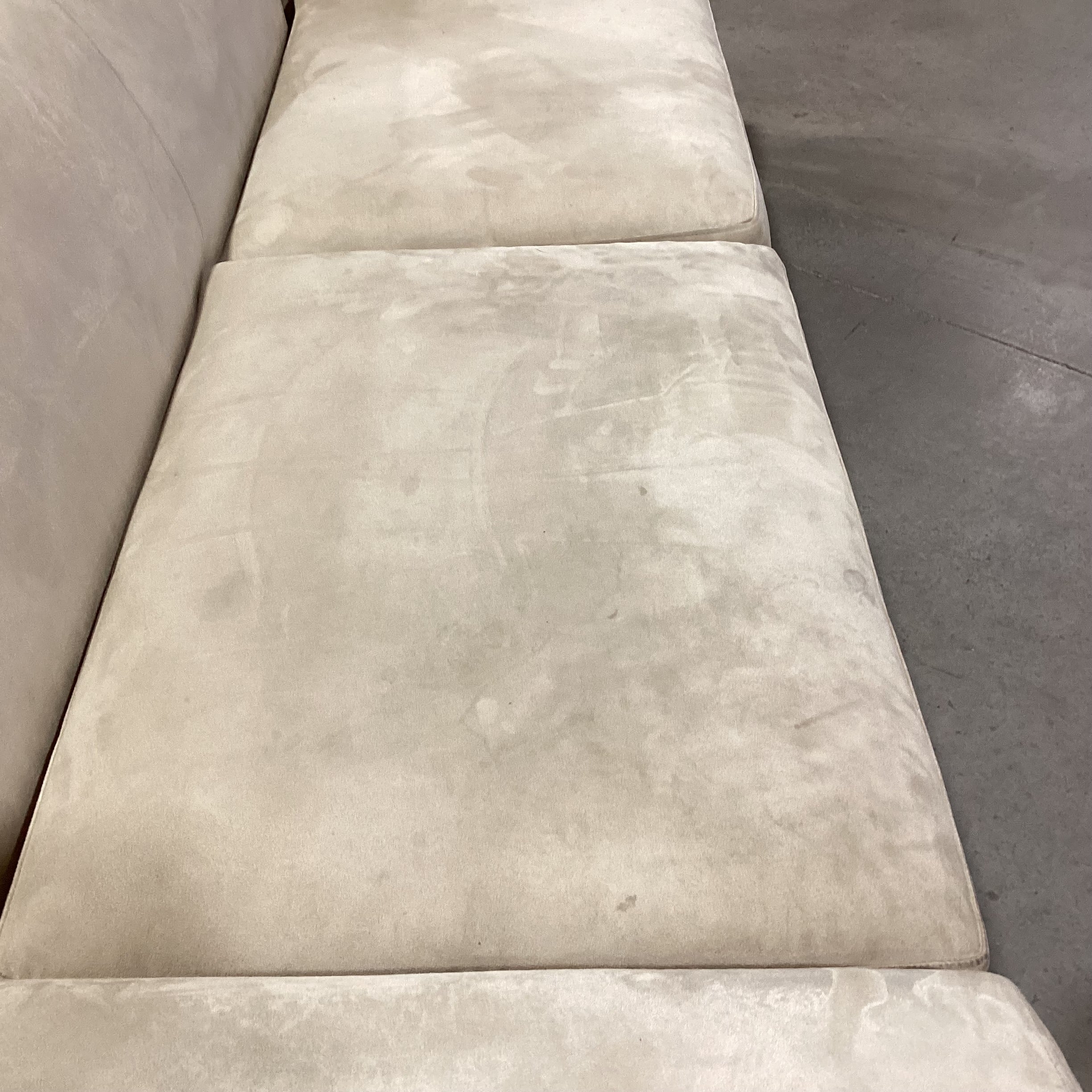 Custom Beige Ultra Suede Low Profile Modern Sofa 87"x 37"x 29.5"