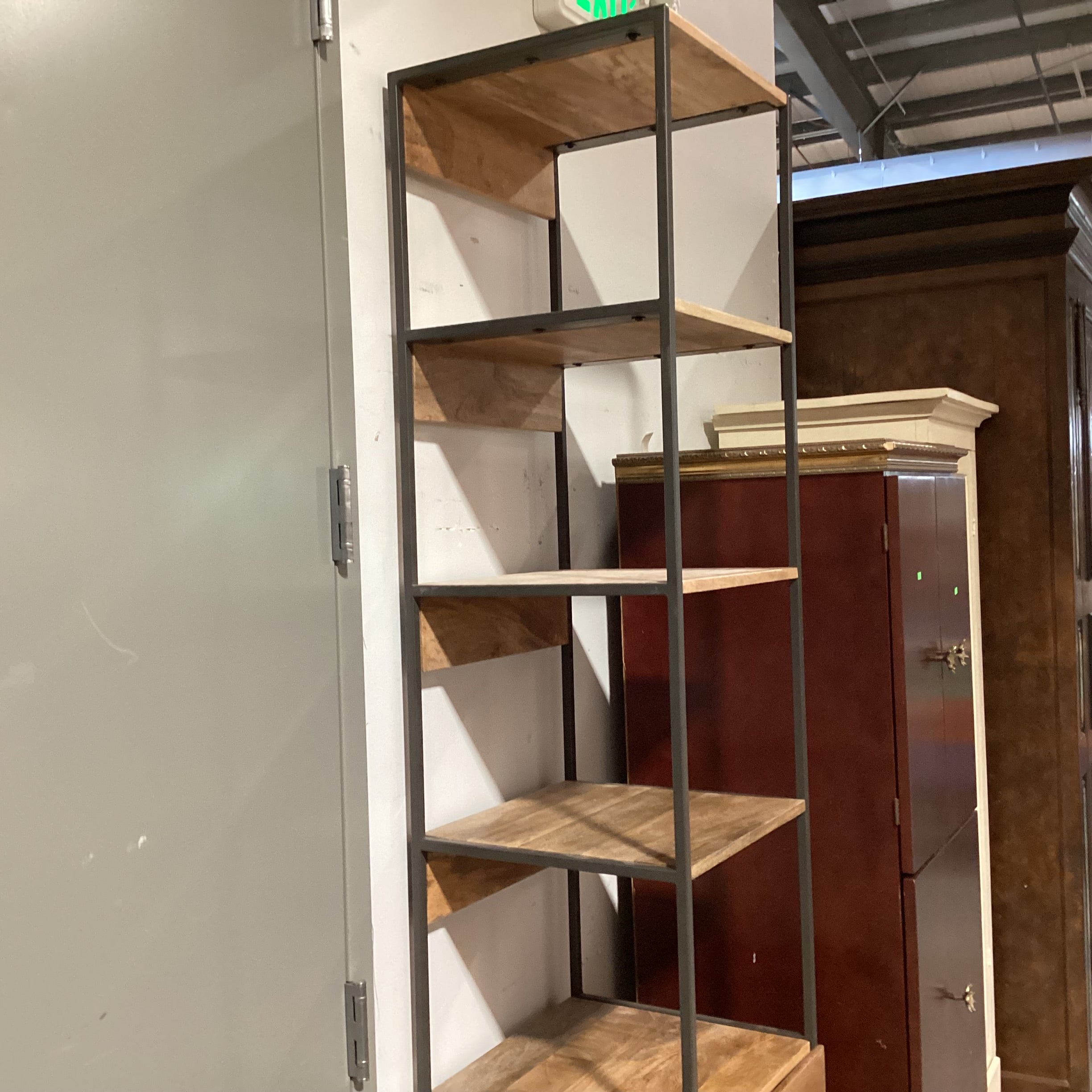 West Elm Natural Mango Wood & Metal with Storage Industrial Modern Shelves 17"x 17"x 84"