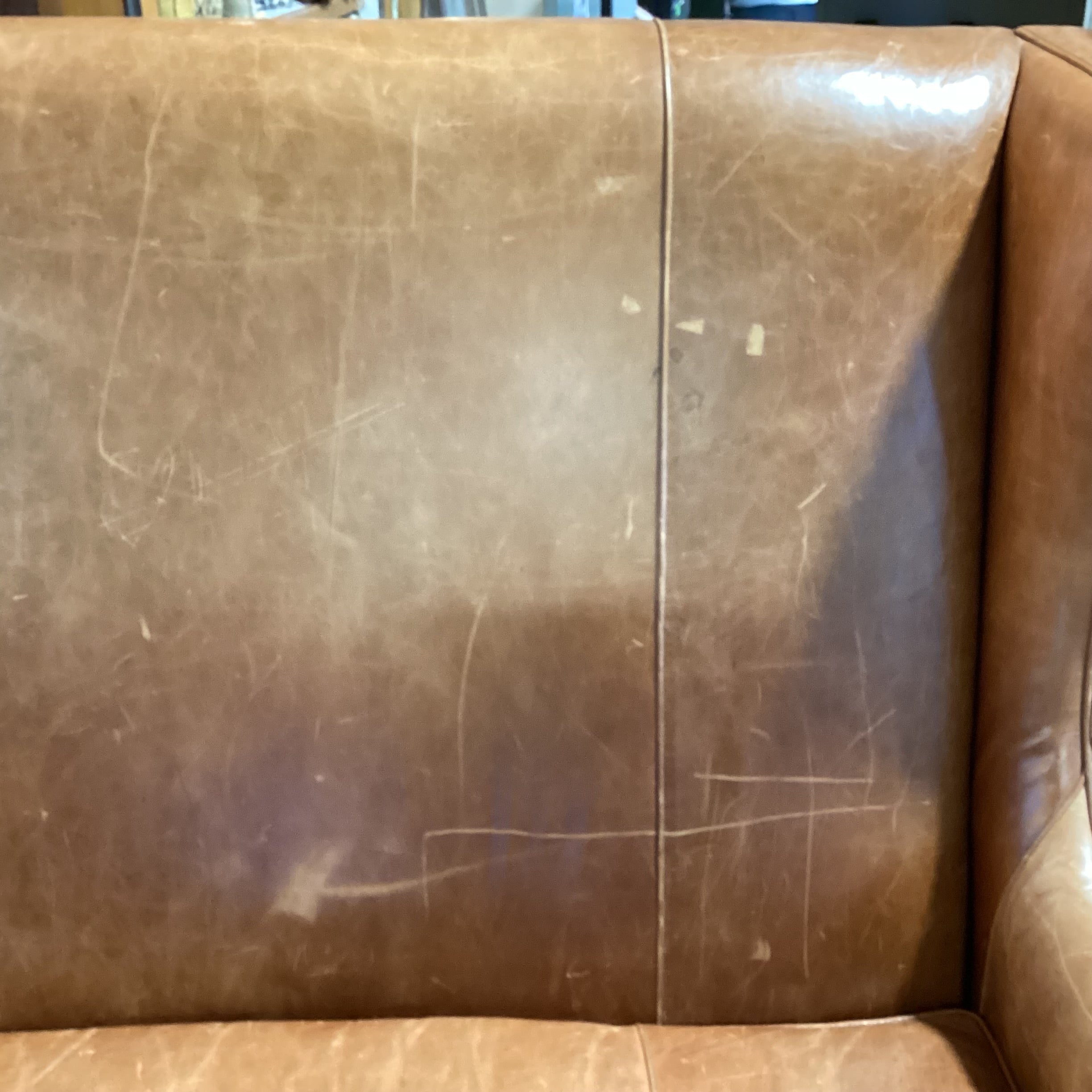 Stanford Furniture Saddle Leather Highback Sofa 61"x 41"x 48"