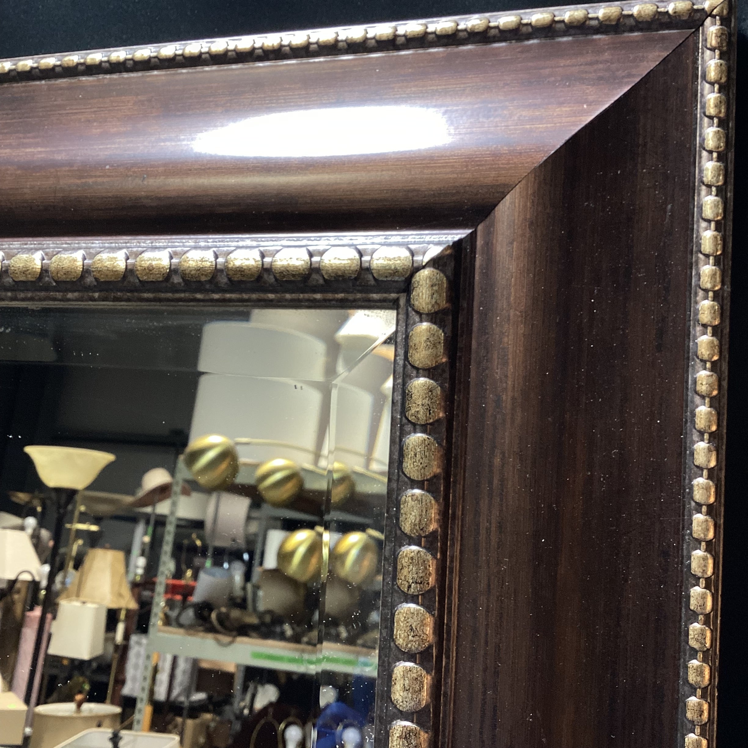 Bevelled Edge Floor Length Mirror With Beading Detail 31" x 65"