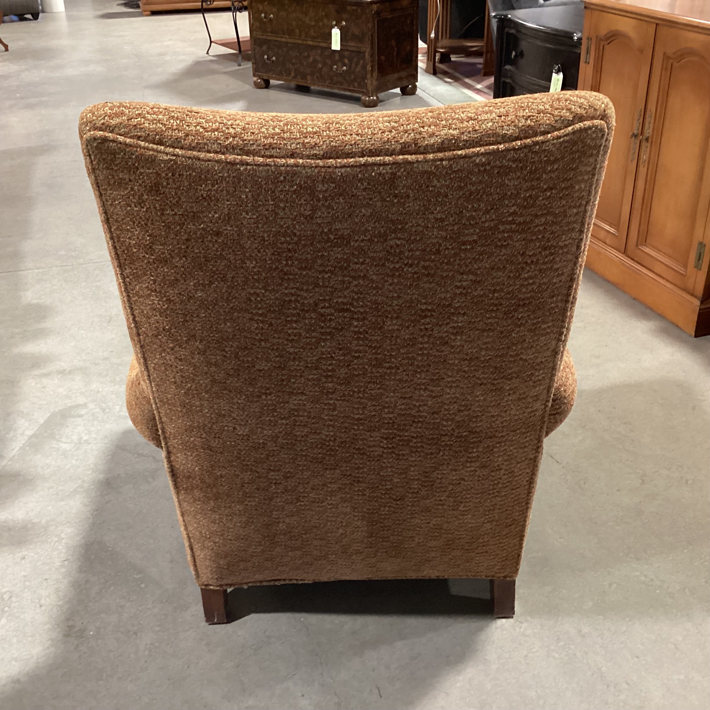 Kisabeth Custom Brown & Rust Rolled Arm Chenille Woven Chair 32"x 36"x 41"