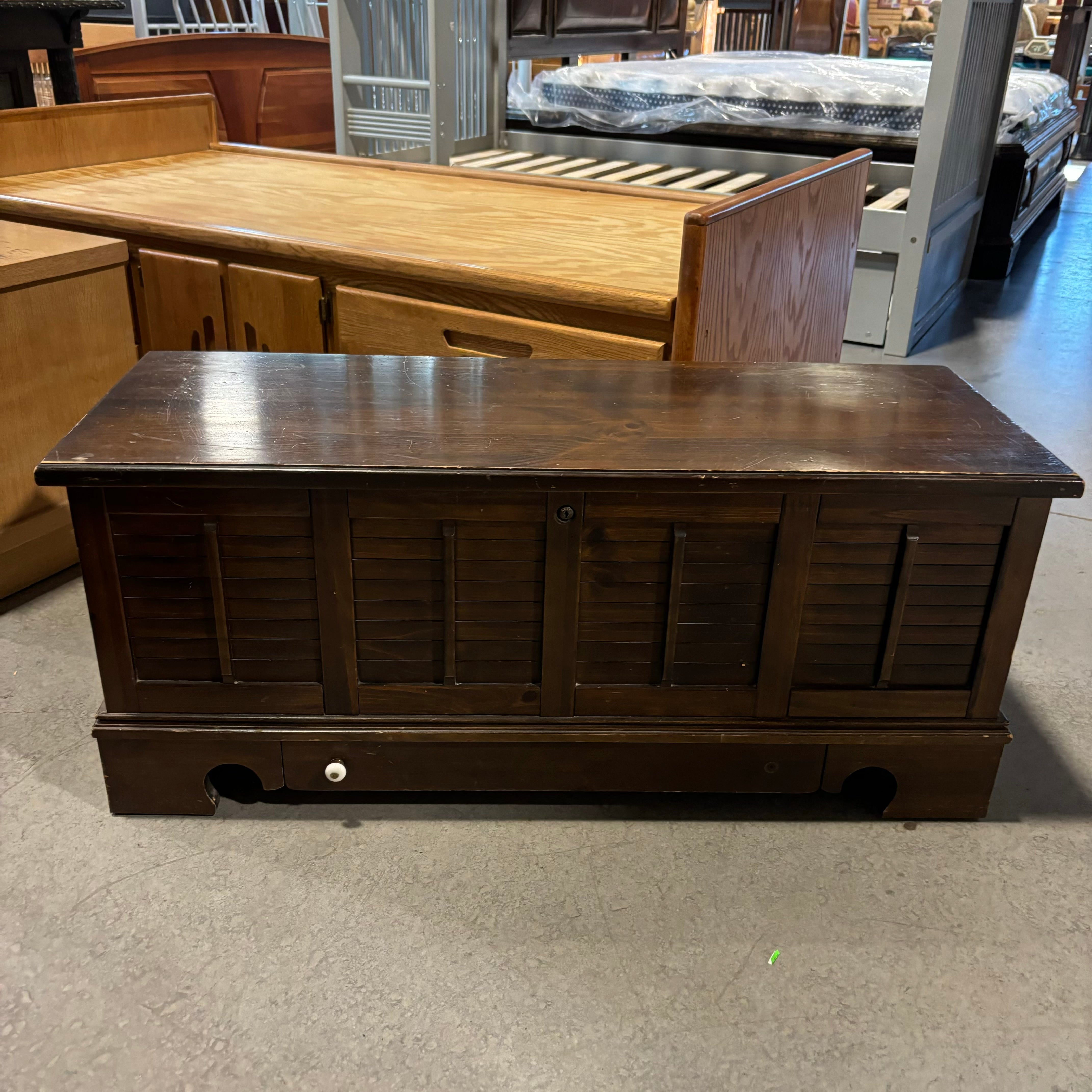 Lane Dark Wood Shutter Front Cedar Lined Trunk 44"x 16"x 19"