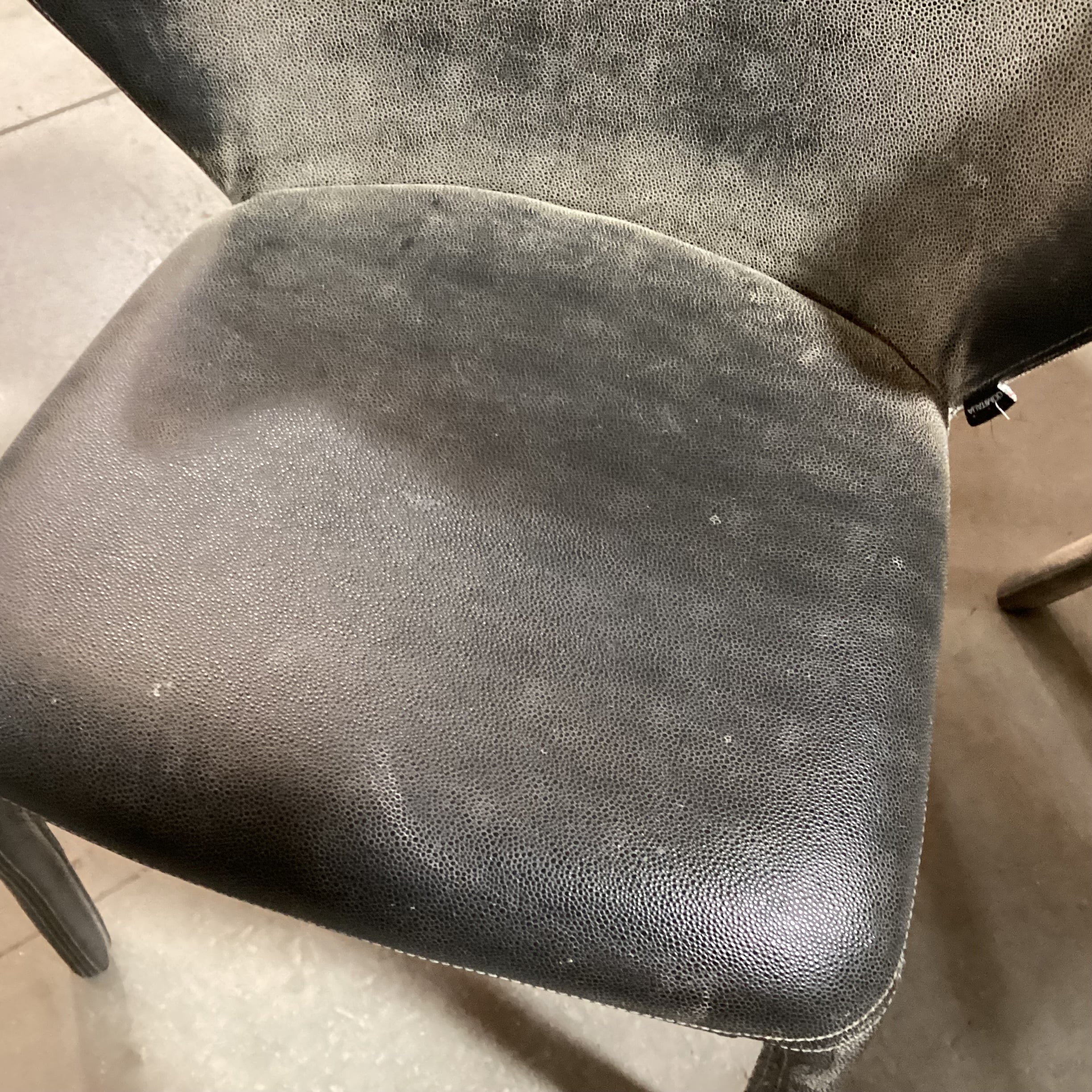 SET of 4 Dom Italia Distressed Grey Shagreen Style Leather Opera Dining Chairs 21"x 20"x 33"