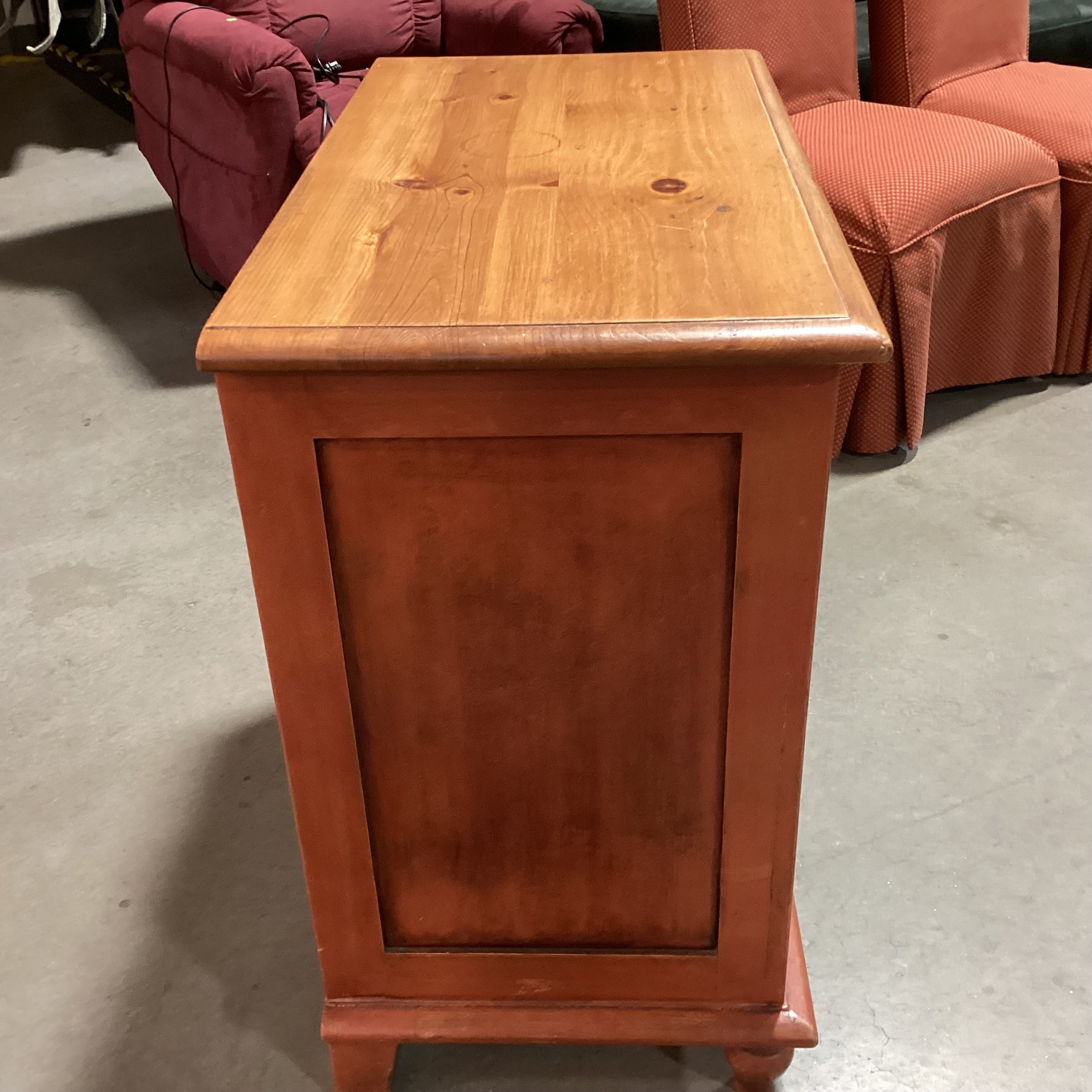 Rustic Country Red & Natural Distressed Pine 3 Drawer Chest 34"x 18"x 32"
