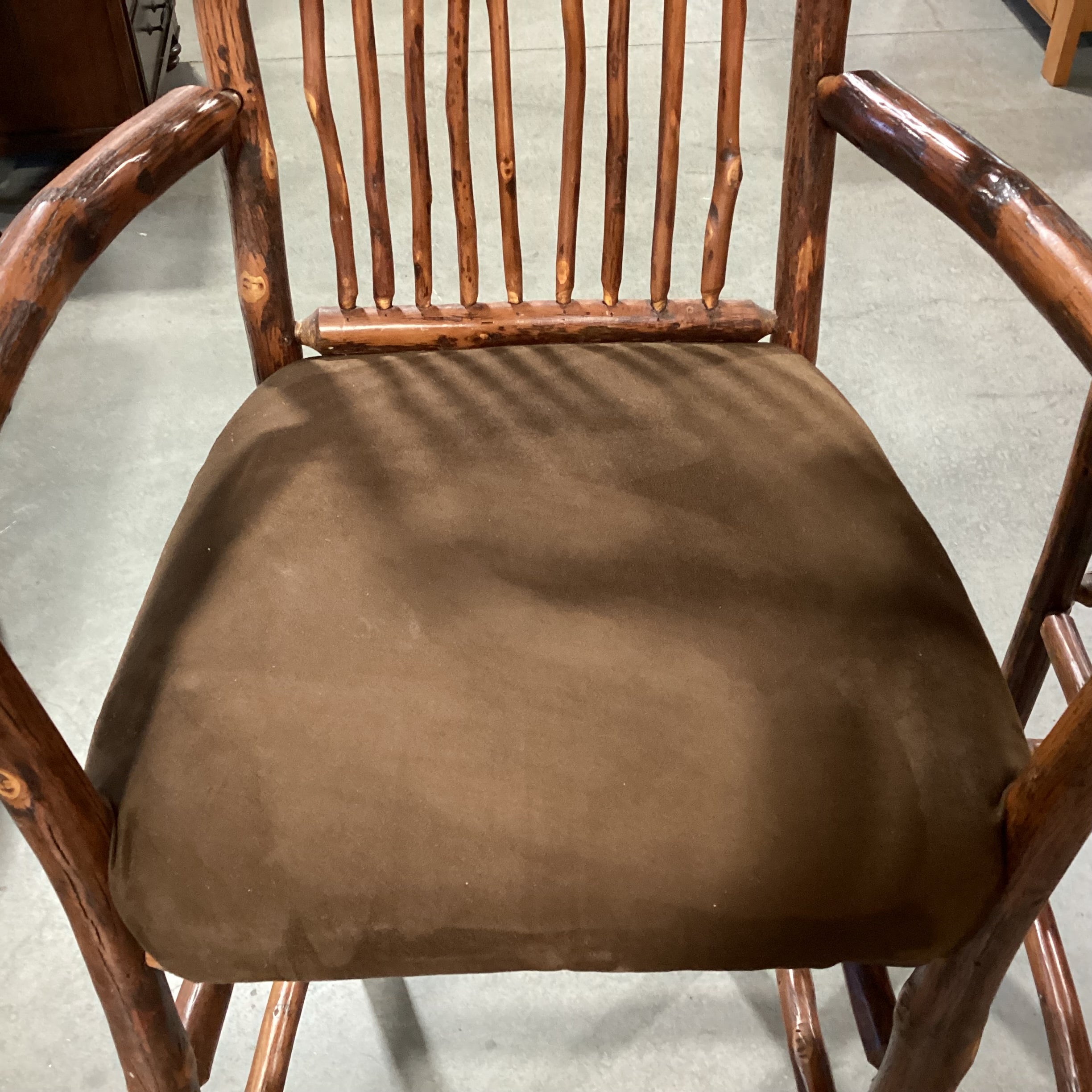 SET of 2 Flat Rock Furniture Hickory & Brown Ultra Suede Barstools 30"